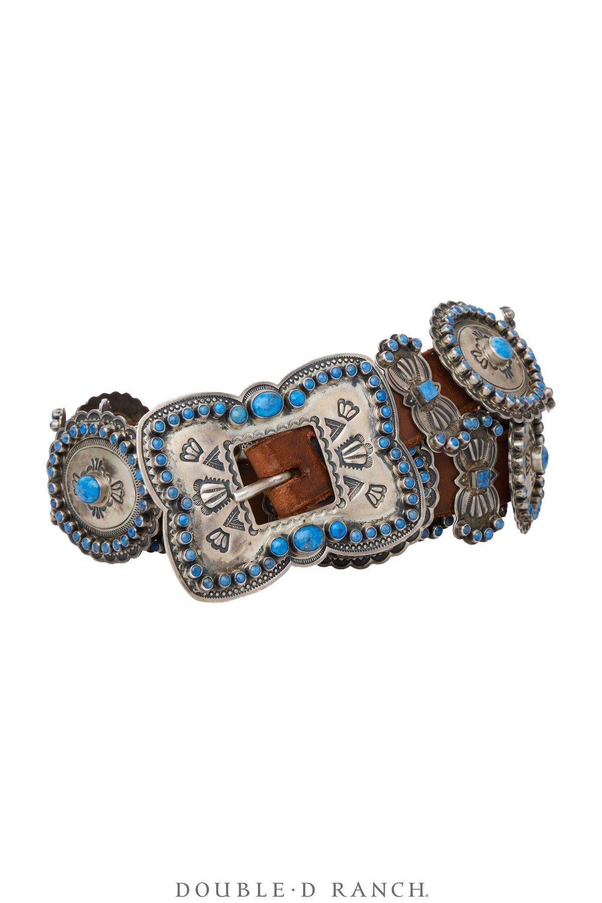 Belt, A Vintage, Concho, Lapis, Heavy Stampwork, Don Lucas Hallmark, Vintage, 1385