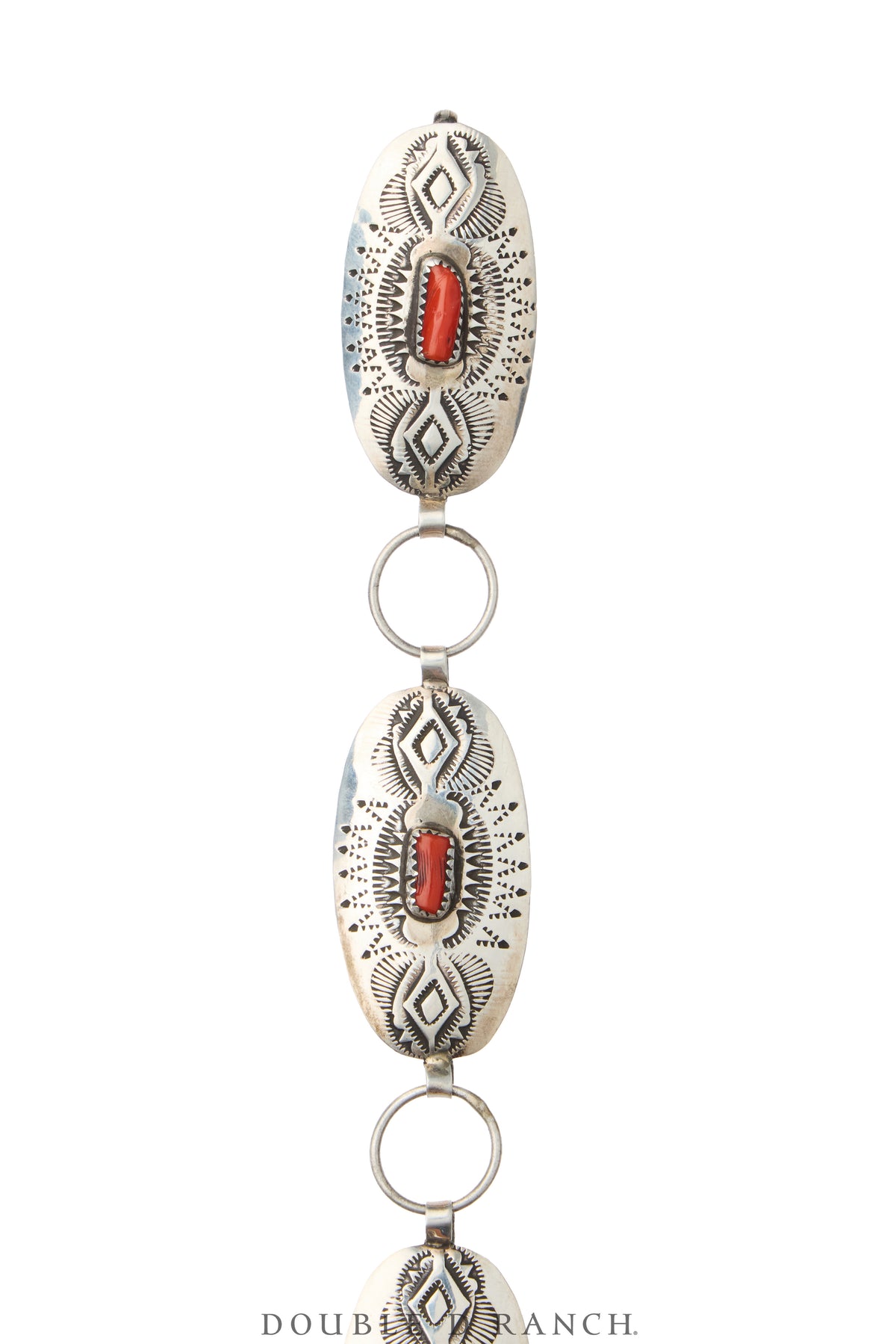 Belt, A Vintage, Concho Linked, Coral, Hallmark, Vintage, 1384