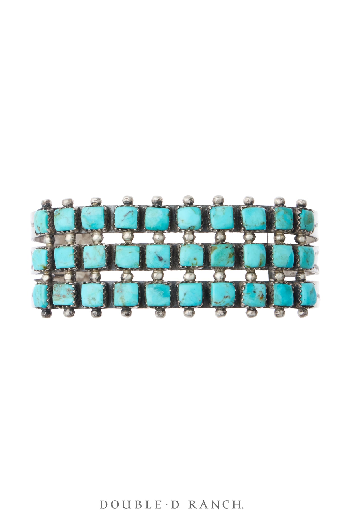 Cuff, Row, Turquoise, 3 Rows of Rectangular Stones, Hallmark, Vintage, 4457