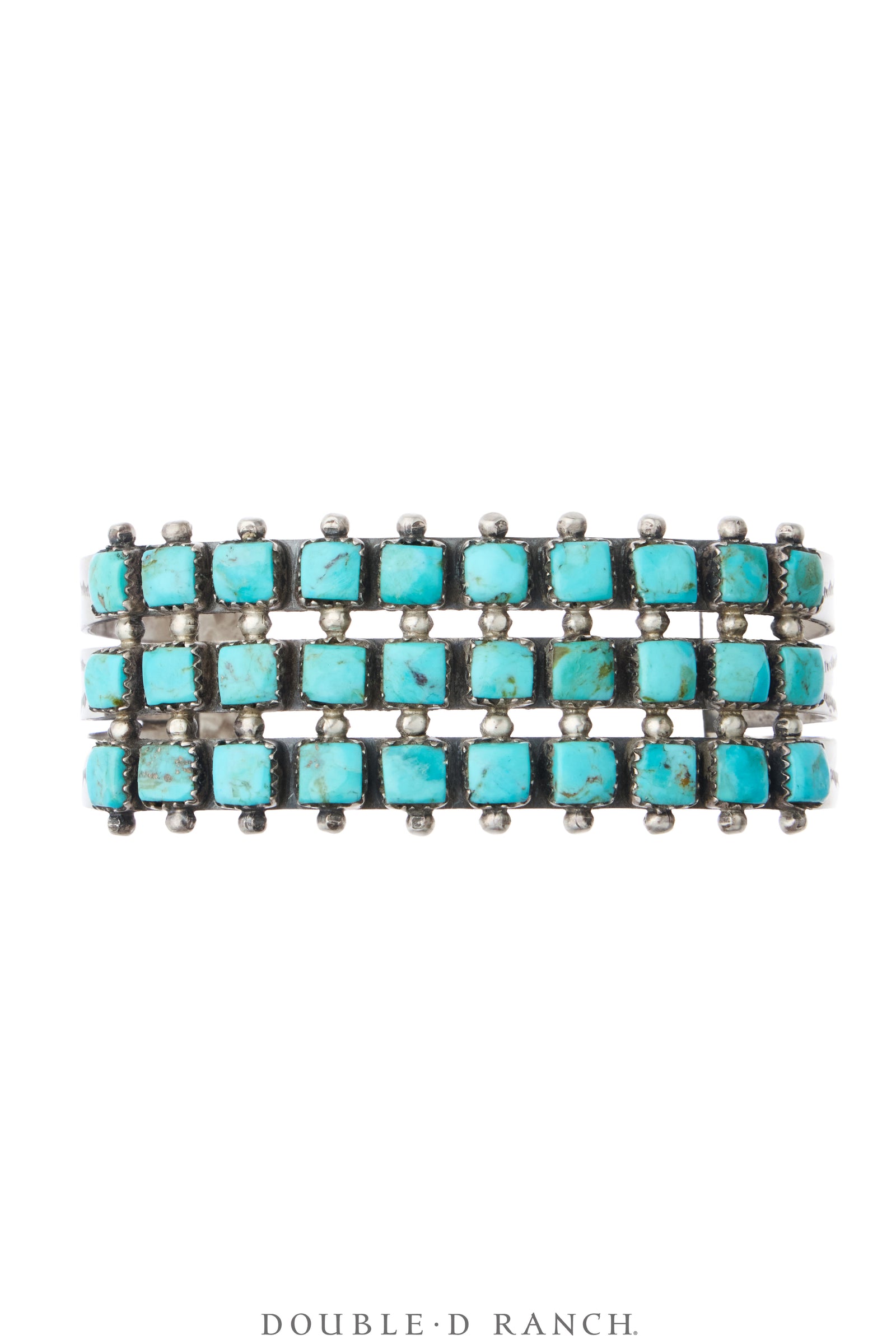 Cuff, Row, Turquoise, 3 Rows of Rectangular Stones, Hallmark, Vintage, 4457