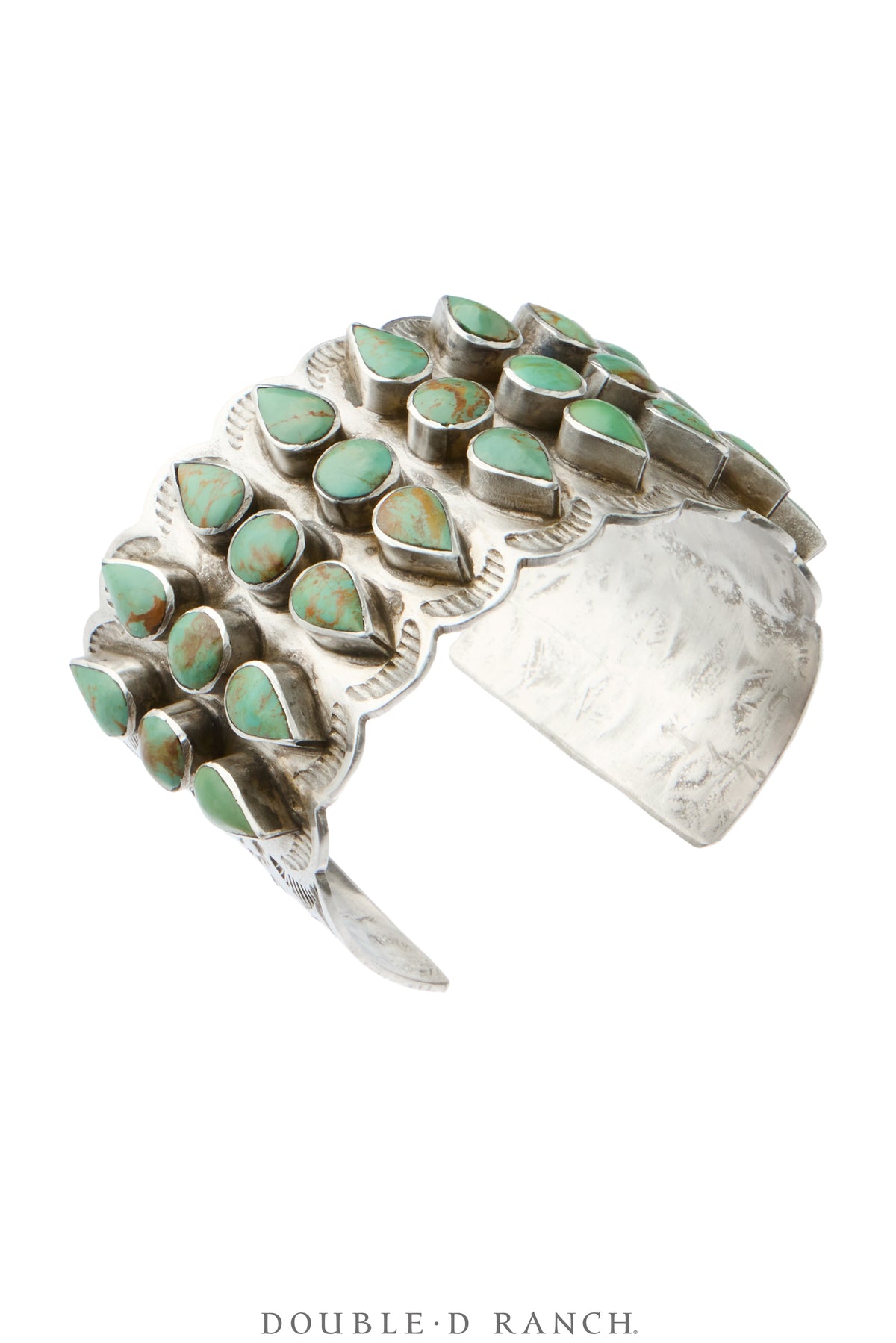 Cuff, Row, Turquoise, Three Rows with Round & Tear Drop Shapes, Hallmark, Vintage, 4458