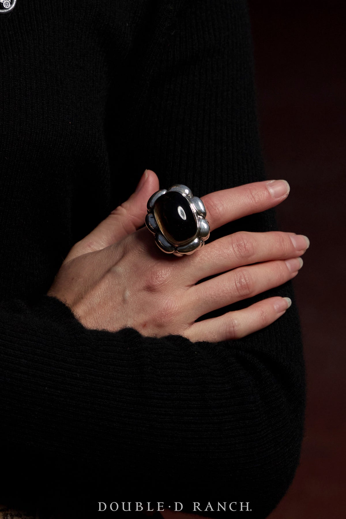 Ring, Dian Malouf, Smokey Quartz, Sterling Silver, Hallmark, Contemporary, 1843