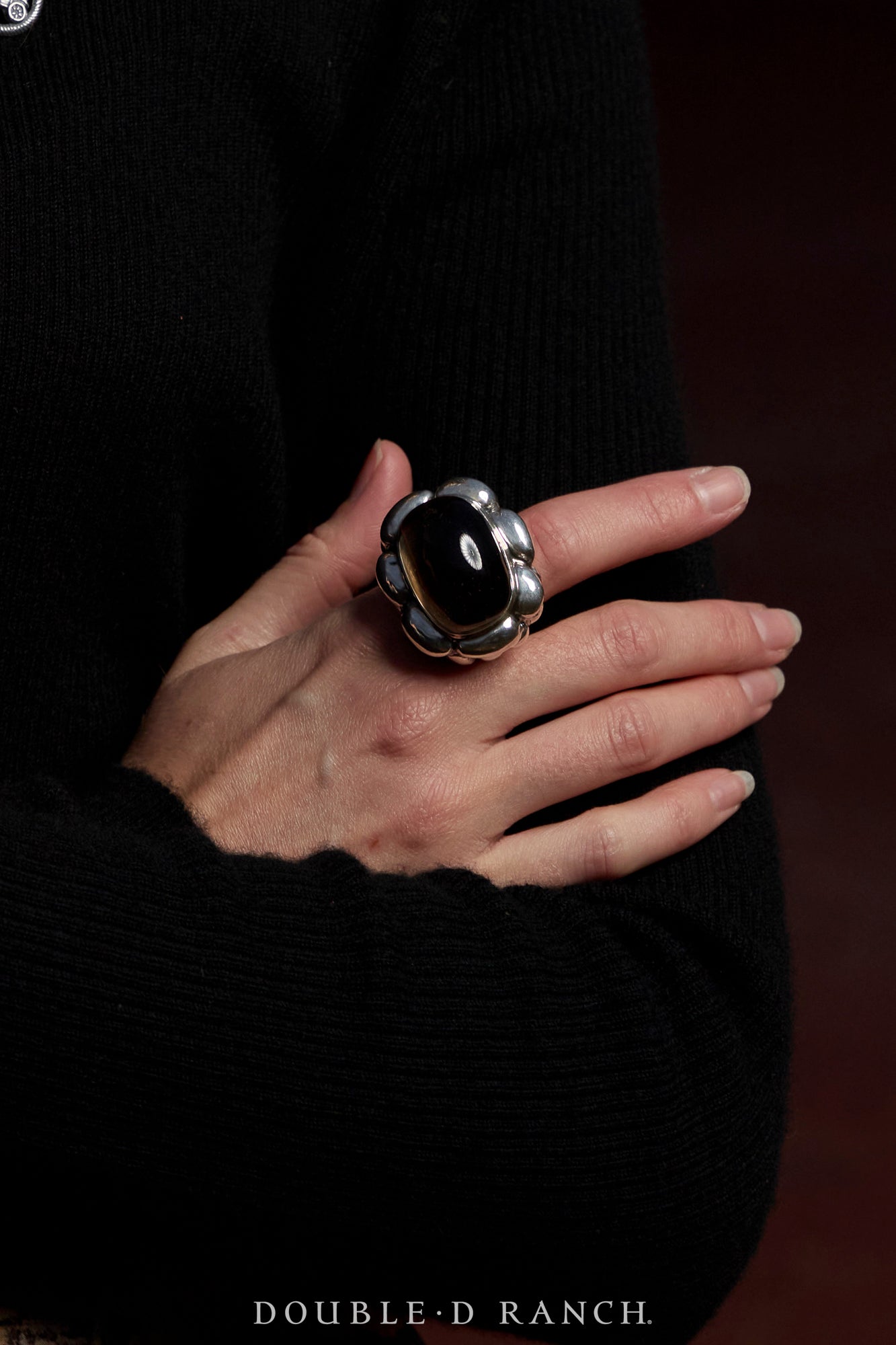 Ring, Dian Malouf, Smokey Quartz, Sterling Silver, Hallmark, Contemporary, 1843