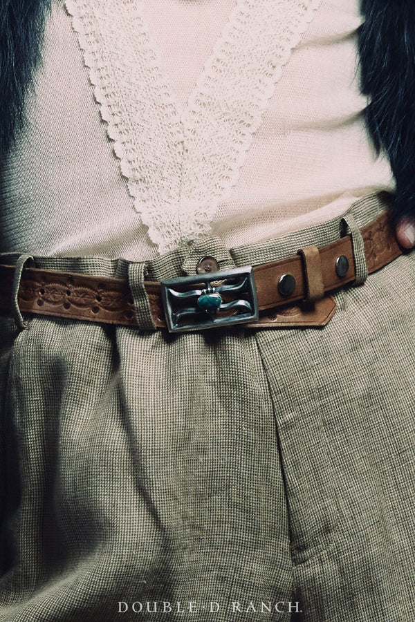 Belt, A Vintage, Buckle, Cast, Turquoise, Hallmark, Vintage, 681 display picture 3