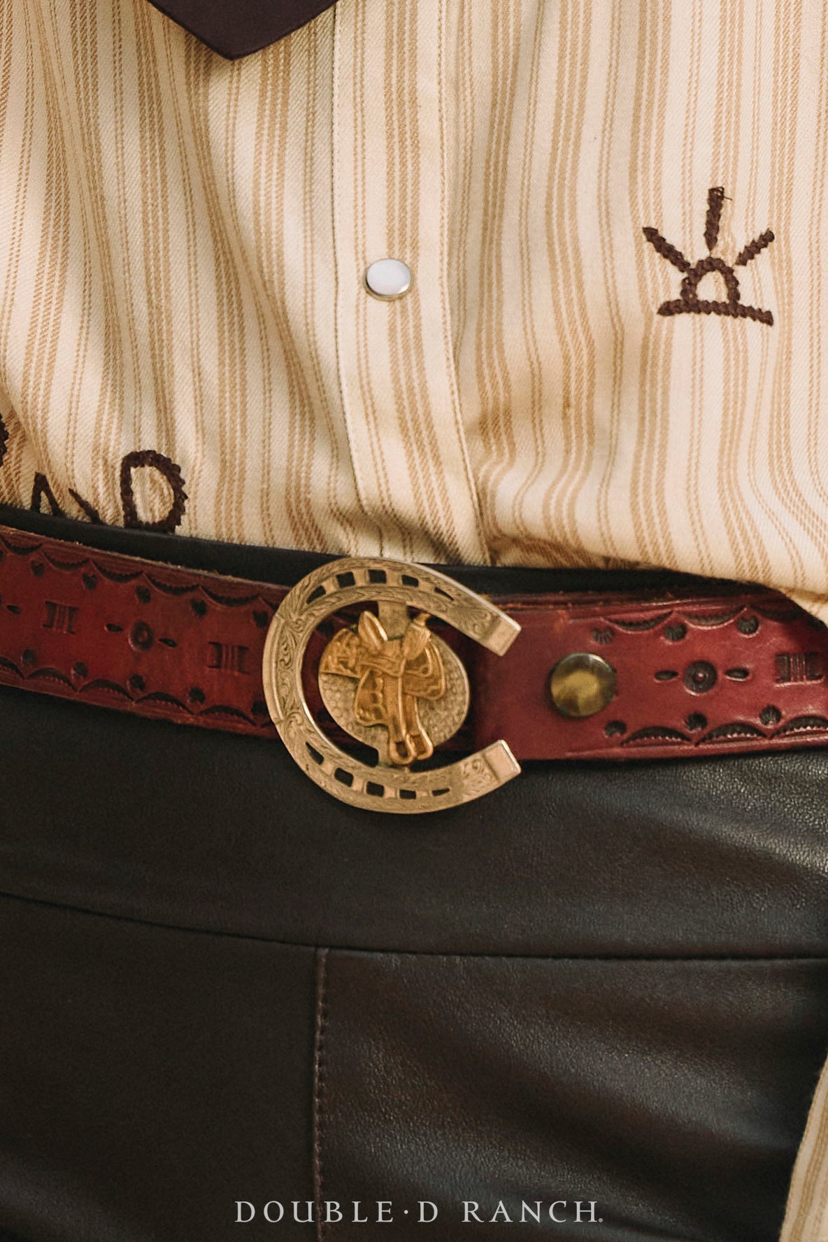 Belt, A Vintage, Buckle, Western, Horseshoe & Saddle, Vintage, 873