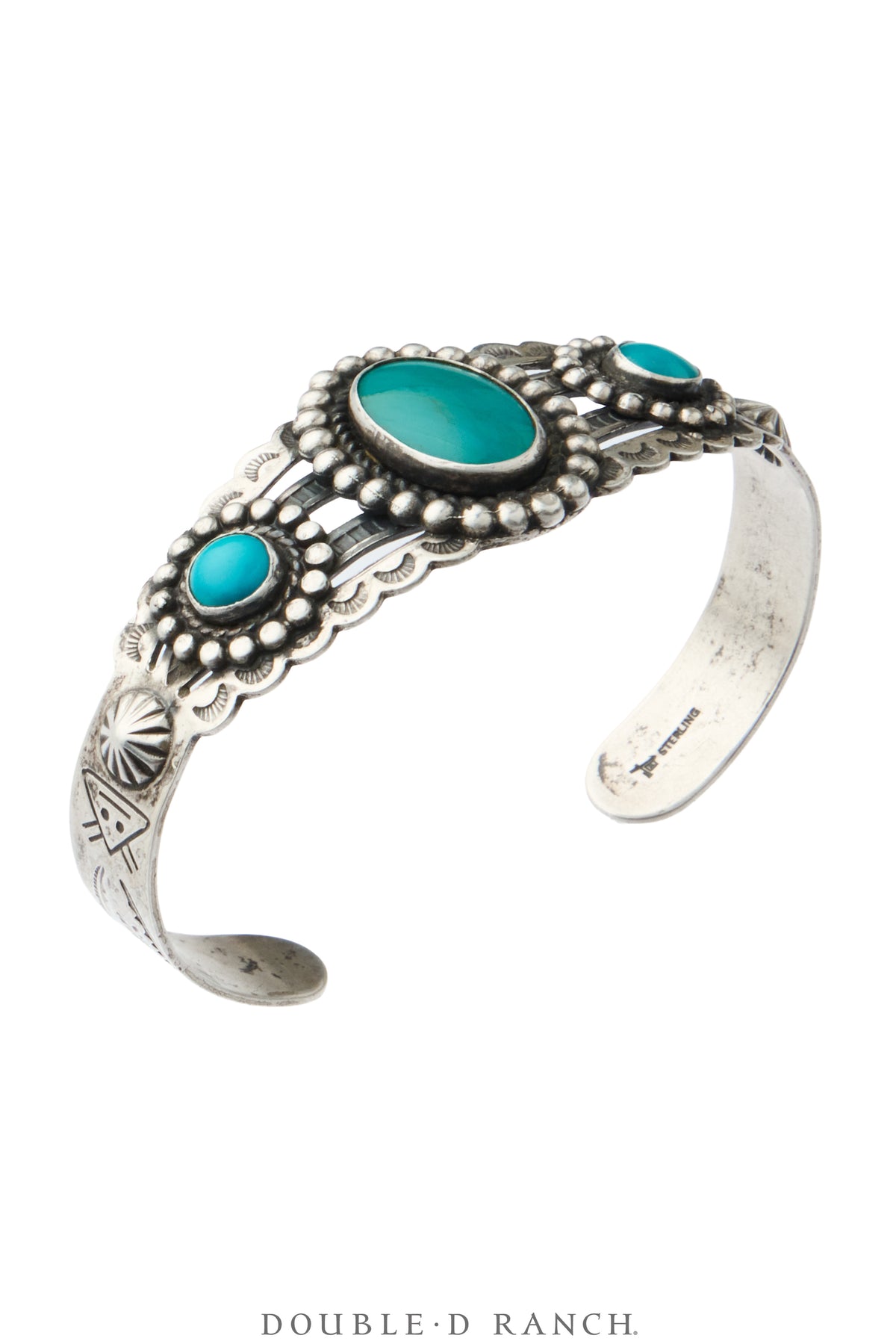 Cuff, Fred Harvey Railroad Era, Turquoise, Bell Trading Post Hallmark, Vintage ‘40s, 4448