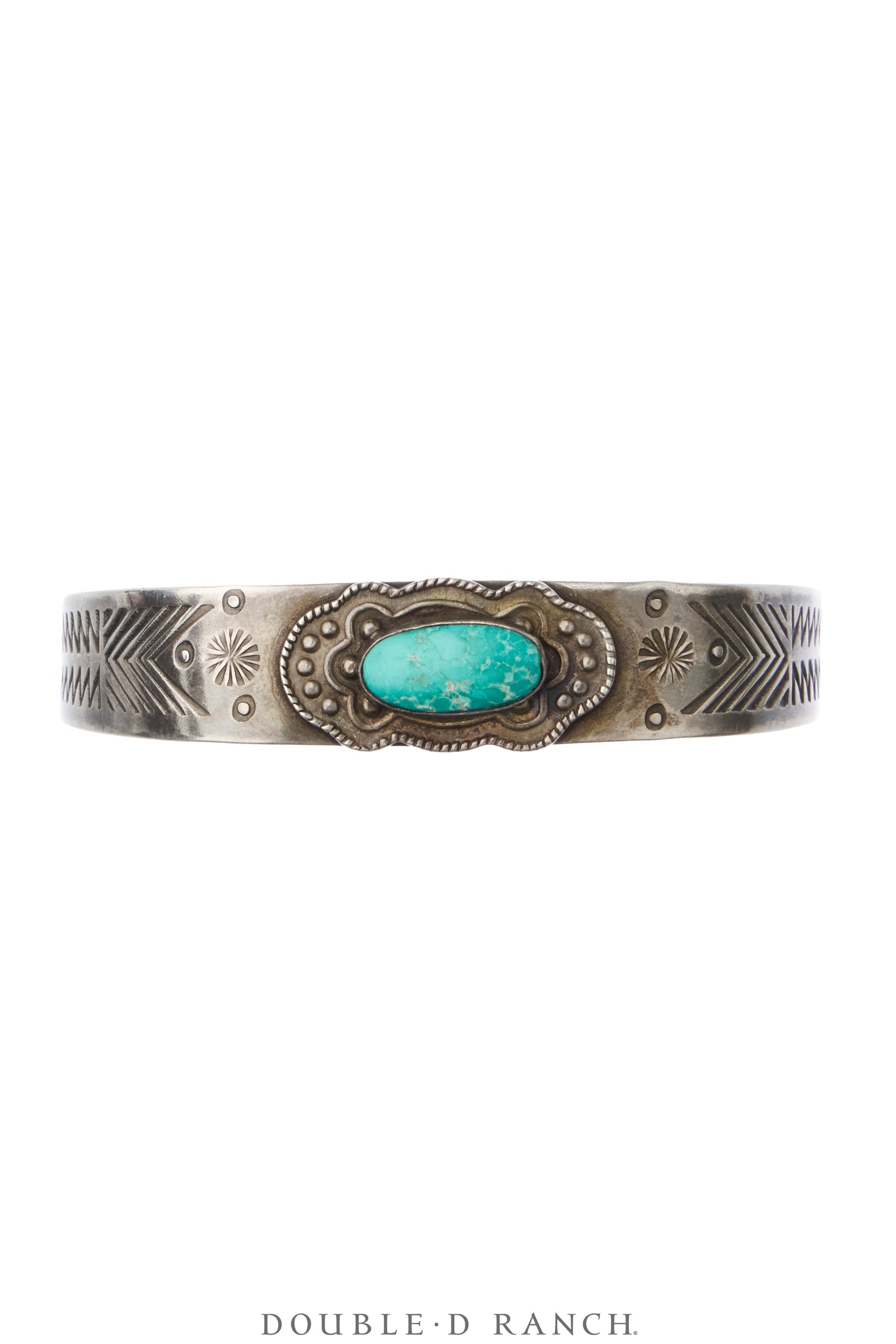 Cuff, Fred Harvey Railroad Era, Turquoise, Arrow Stampwork, Vintage, 4379