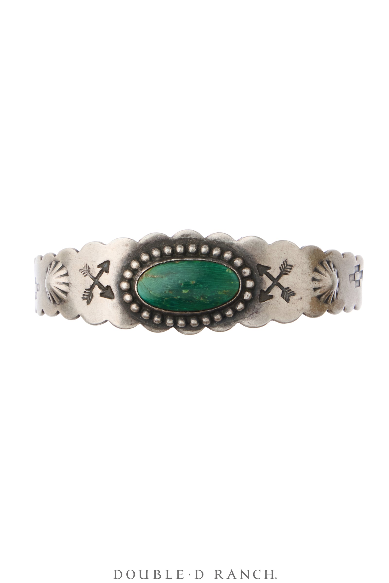 Cuff, Fred Harvey Railroad Era, Turquoise, Arrow Stampwork, Hallmark, Vintage, 4378