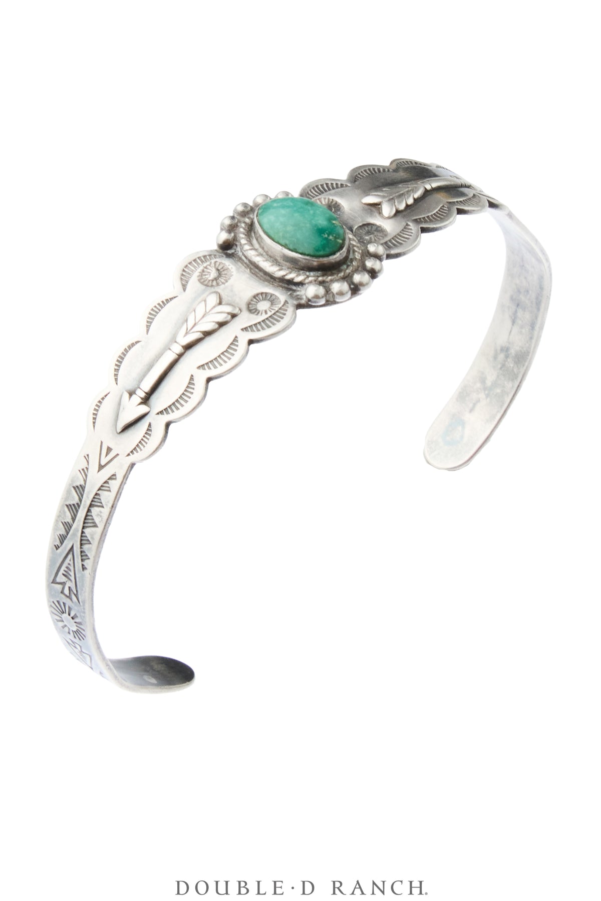 Cuff, Fred Harvey Railroad Era, Turquoise, Arrow Stampwork, Vintage, 4380