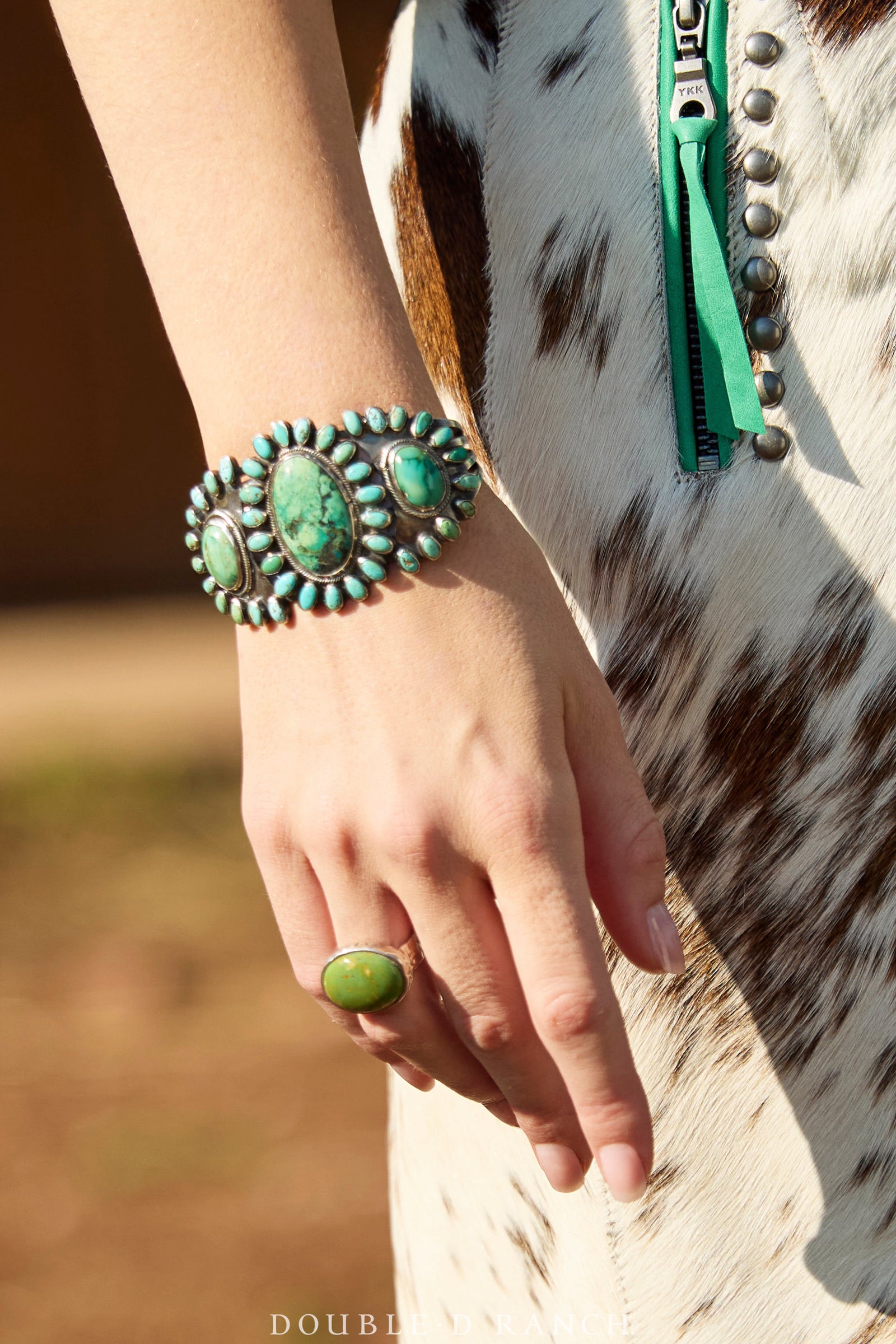 Cuff, Cluster, Turquoise, Fox Mine, Vintage ‘30s, 3594