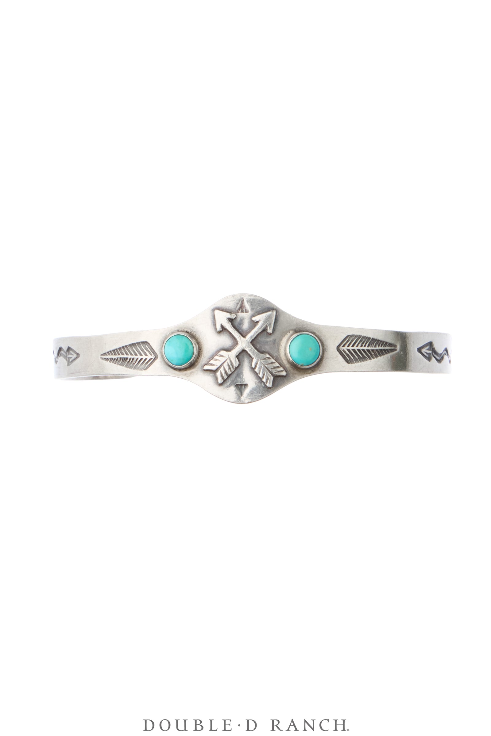 Cuff, Fred Harvey Railroad Era, Turquoise, Crossed Arrows, Vintage ‘40s, 4385