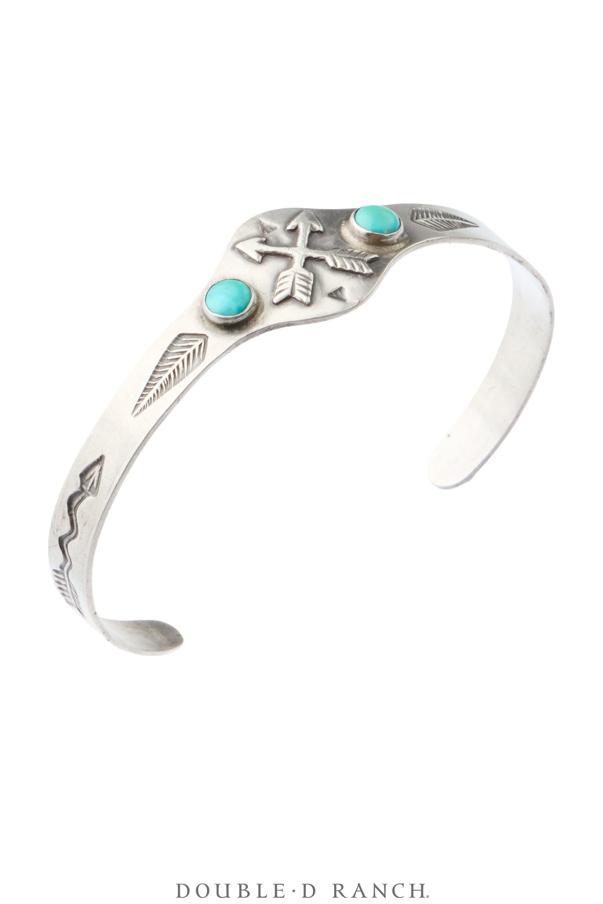 Cuff, Fred Harvey Railroad Era, Turquoise, Crossed Arrows, Vintage ‘40s, 4385