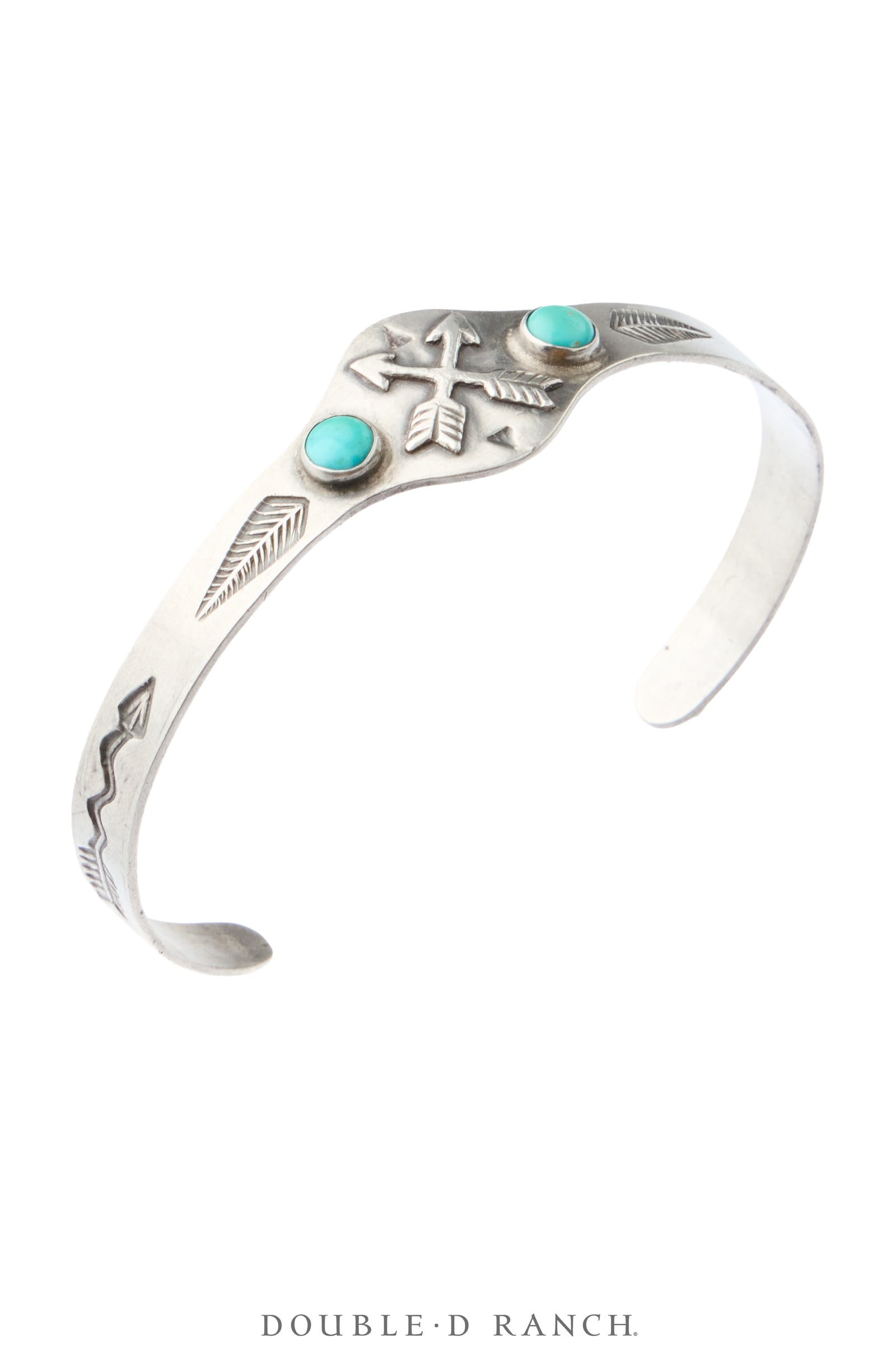 Cuff, Fred Harvey Railroad Era, Turquoise, Crossed Arrows, Vintage ‘40s, 4385