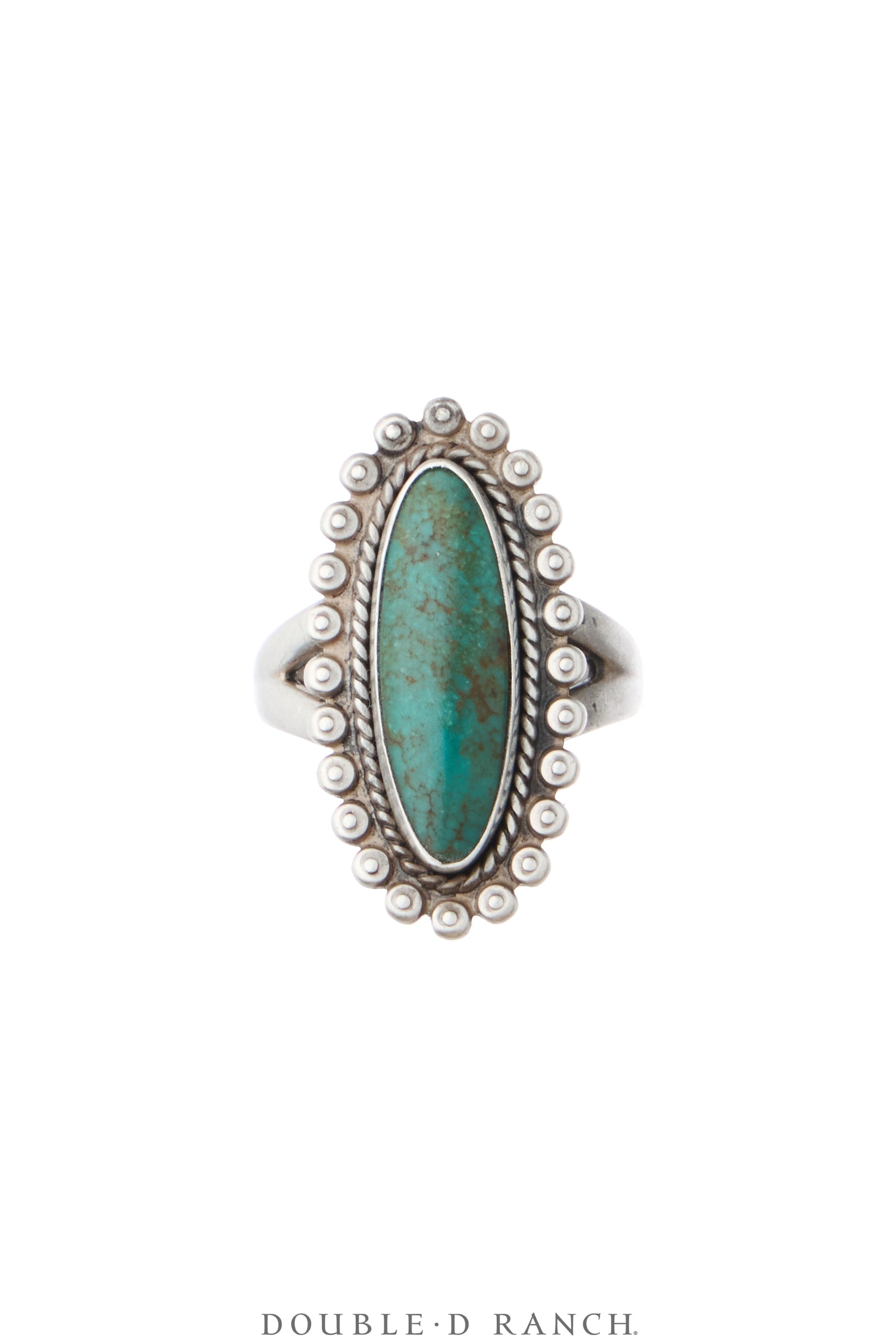 Ring, Fred Harvey Railroad Era, Turquoise, Bell Trading Post Hallmark, Vintage ‘40s. 2181