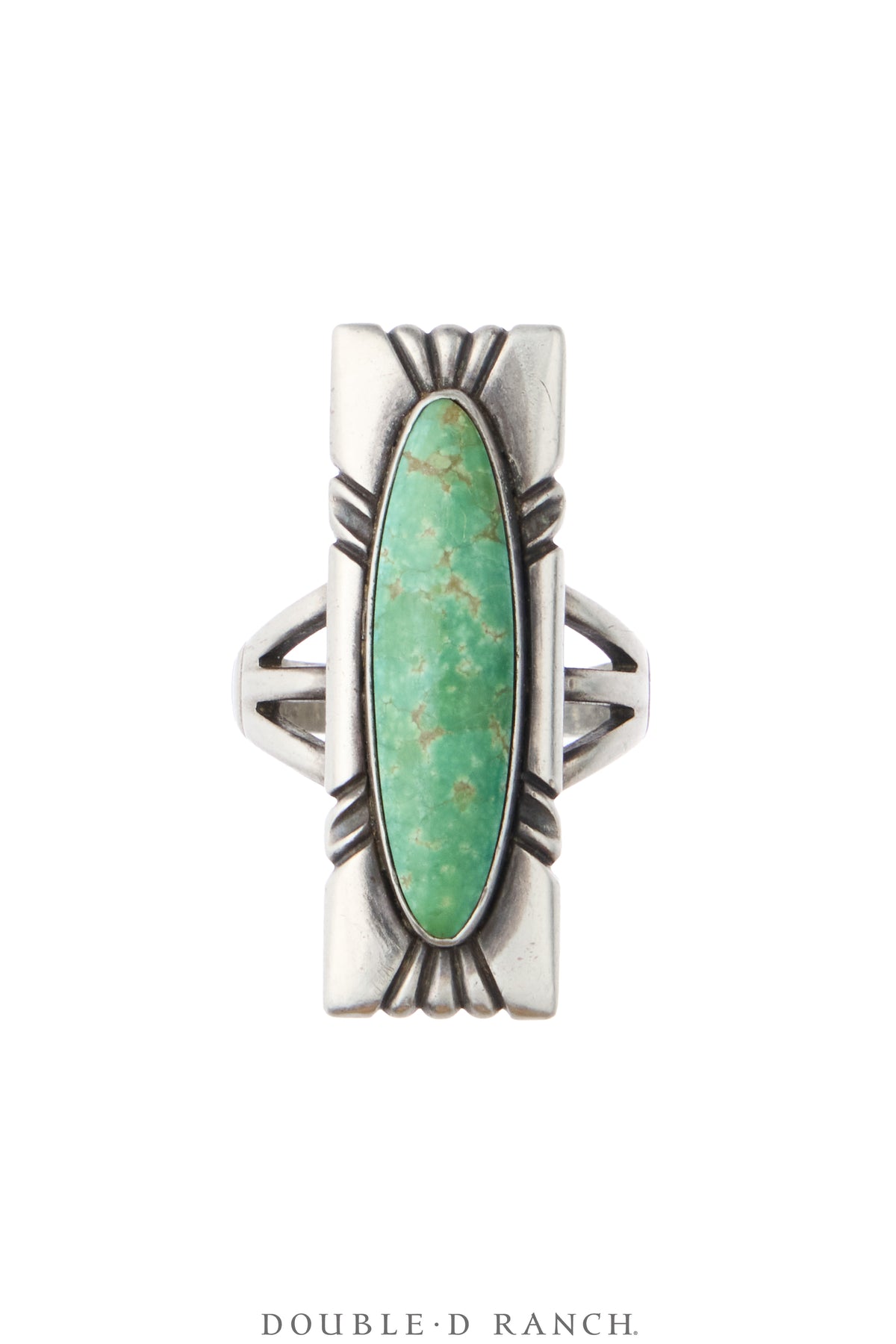 Ring, Fred Harvey Railroad Era, Shield, Turquoise, Hallmark, Vintage ‘60s, 2174