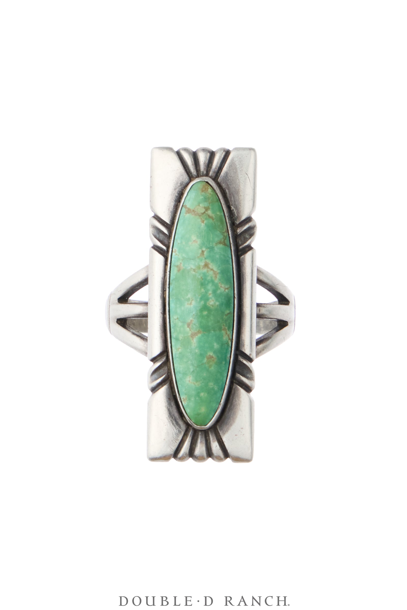 Ring, Fred Harvey Railroad Era, Shield, Turquoise, Hallmark, Vintage ‘60s, 2174