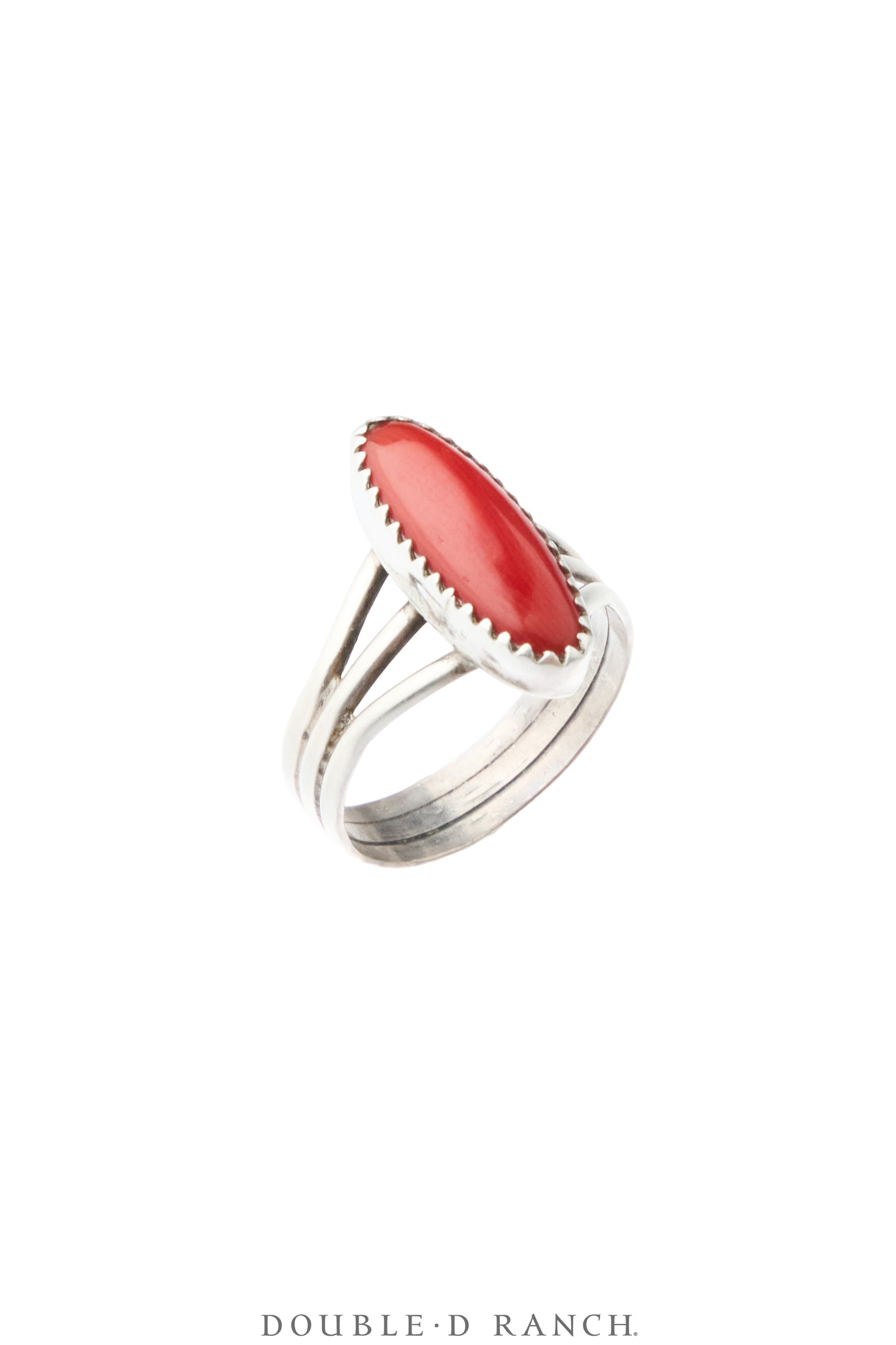 Ring, Natural Stone, Coral, Vintage, 2188