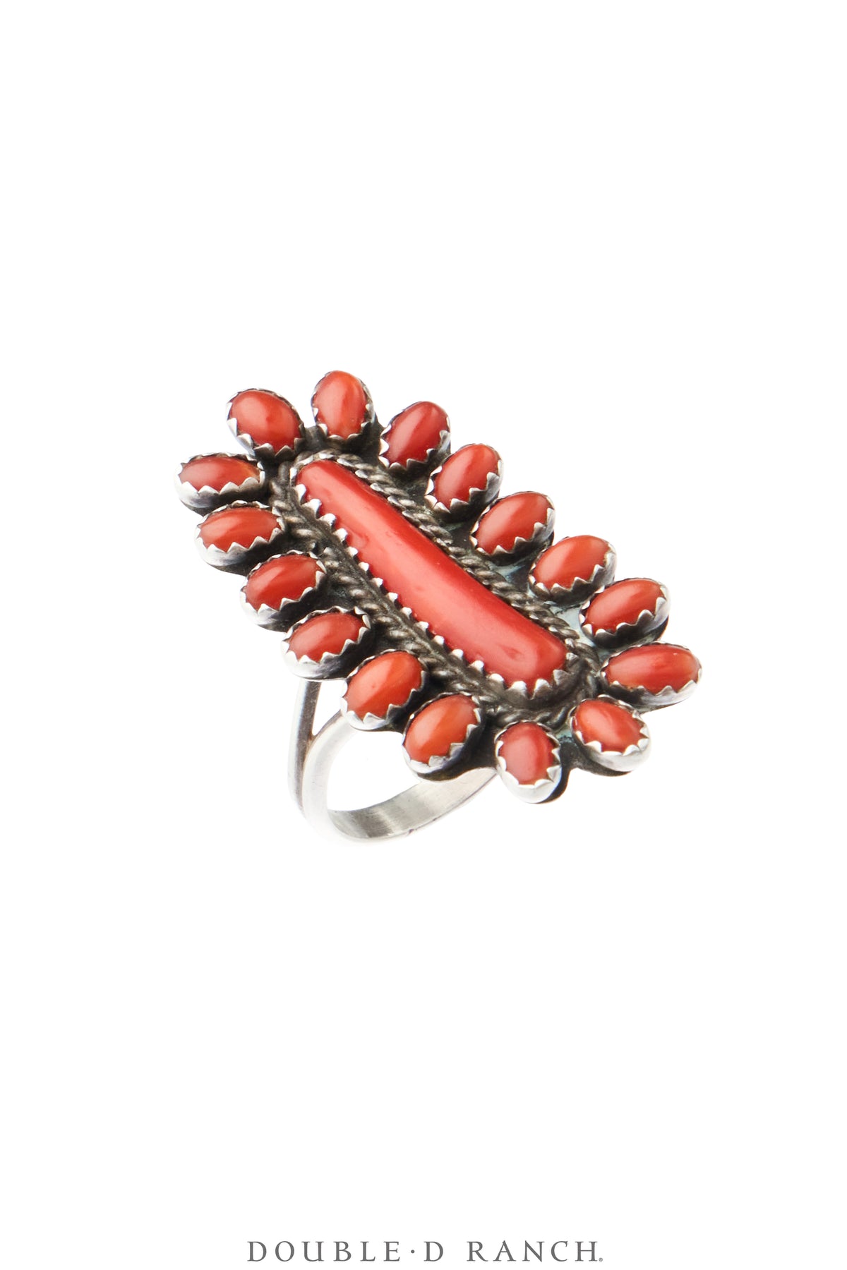 Ring, Cluster, Coral, Elongated, Vintage, 2177
