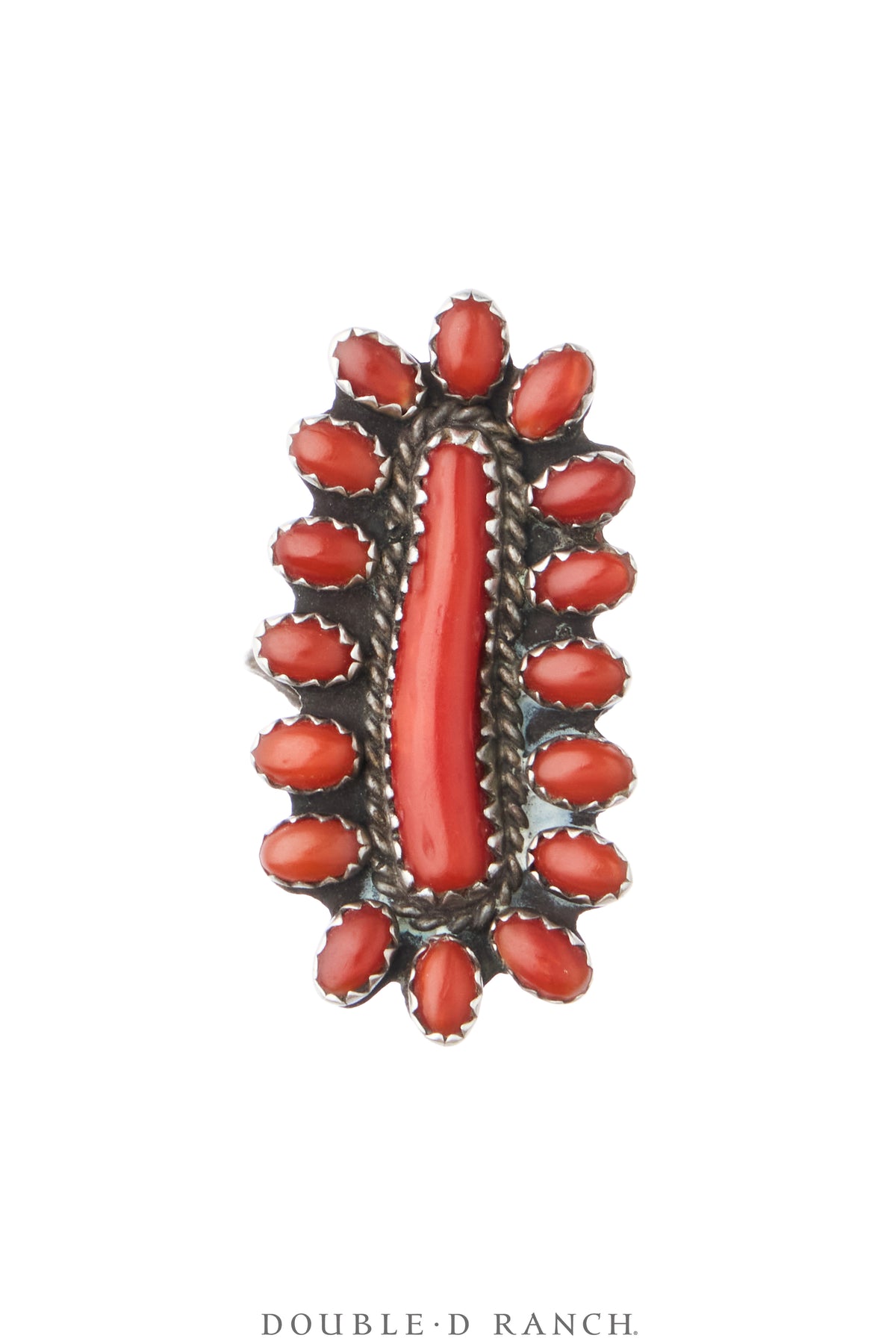 Ring, Cluster, Coral, Elongated, Vintage, 2177