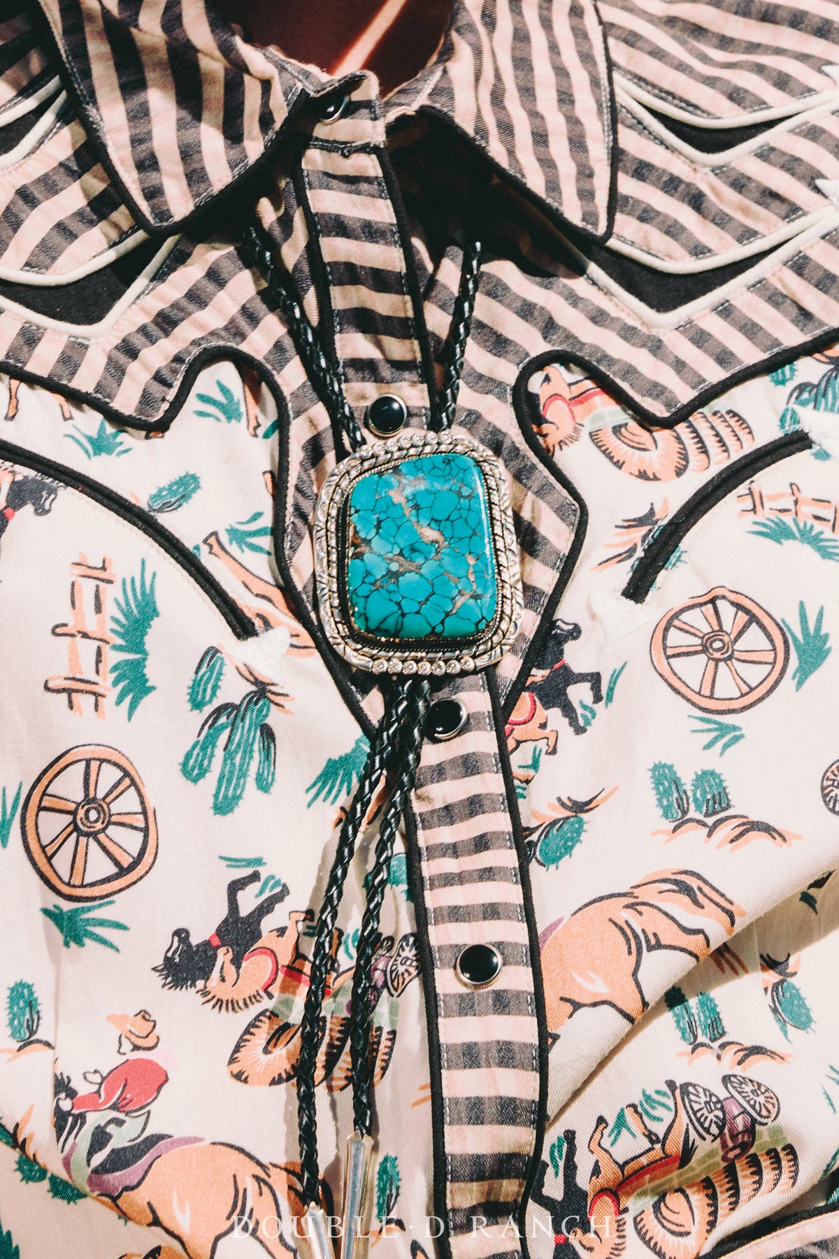 Bolo, Natural Stone, Turquoise, Heavy Matrix, Hallmark, Vintage, 3704