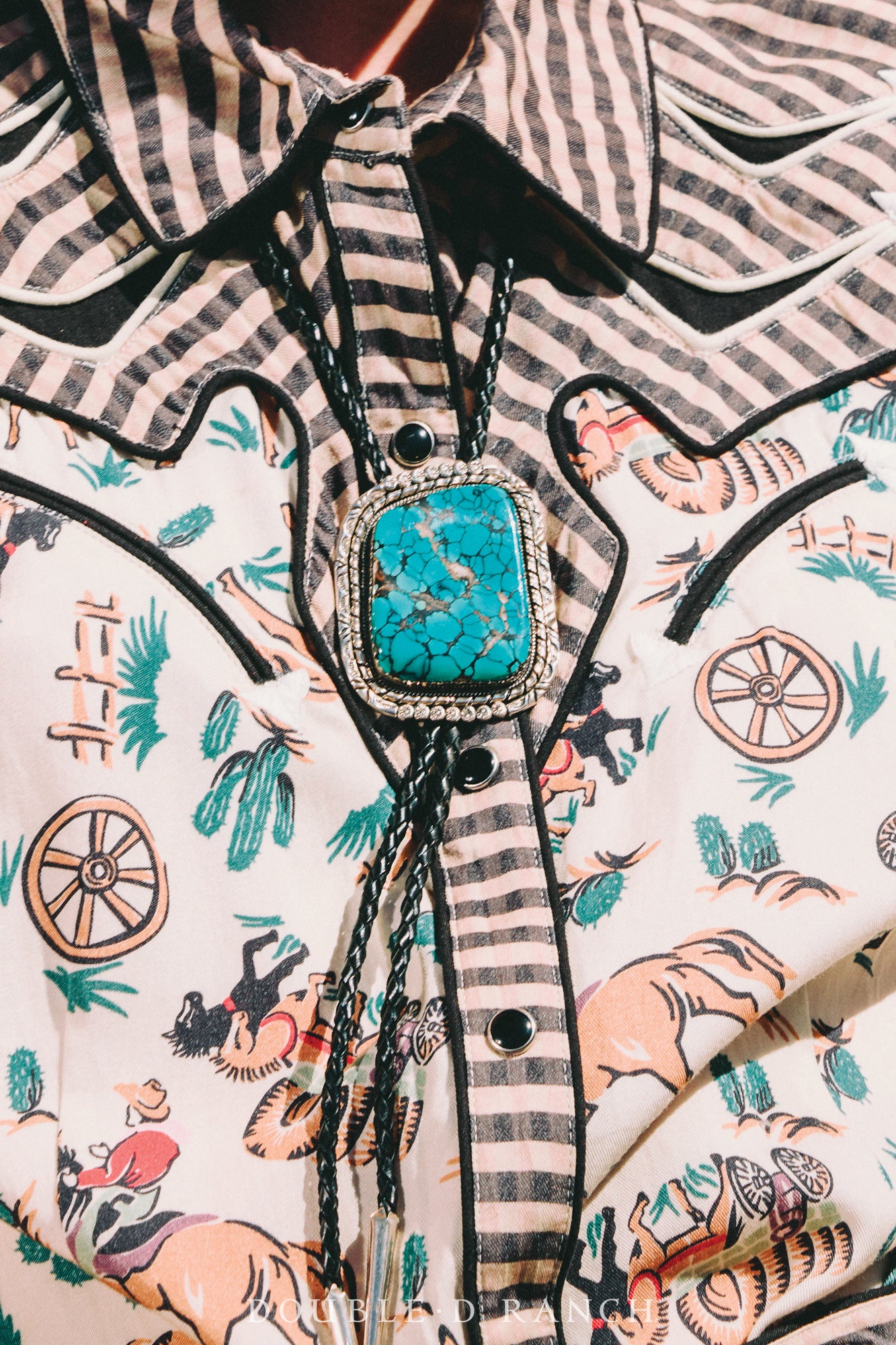 Bolo, Natural Stone, Turquoise, Heavy Matrix, Hallmark, Vintage, 3704