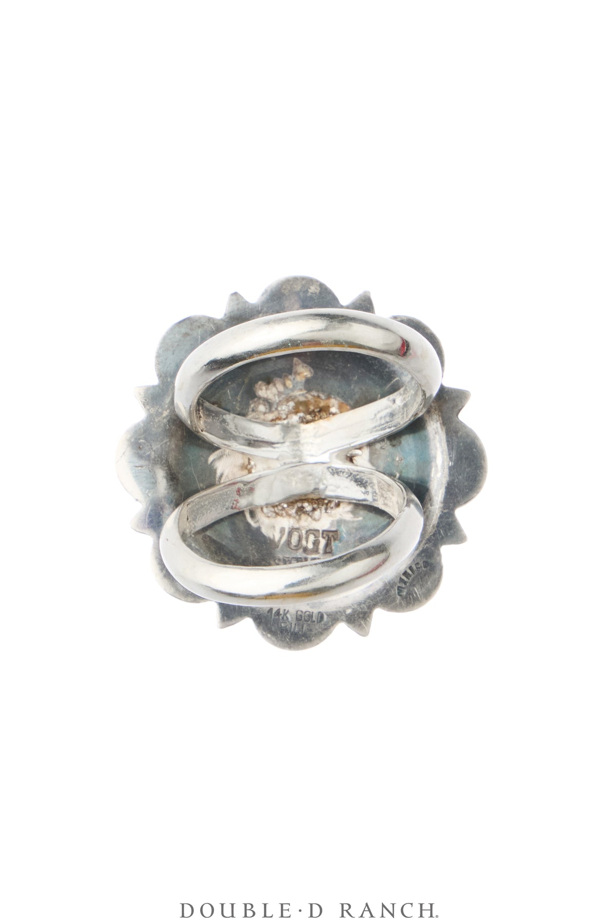 Scarf Slide, Concho, Sterling Silver & 14k Gold, Longhorn, Hallmark, Vintage, 1332