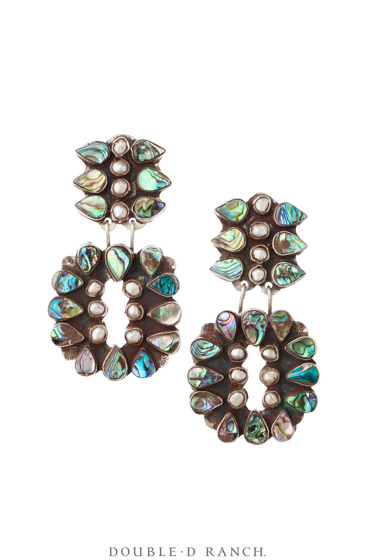 Earrings, Oscar Betz, Chandelier, Abalone, Hallmark, Contemporary, 2385