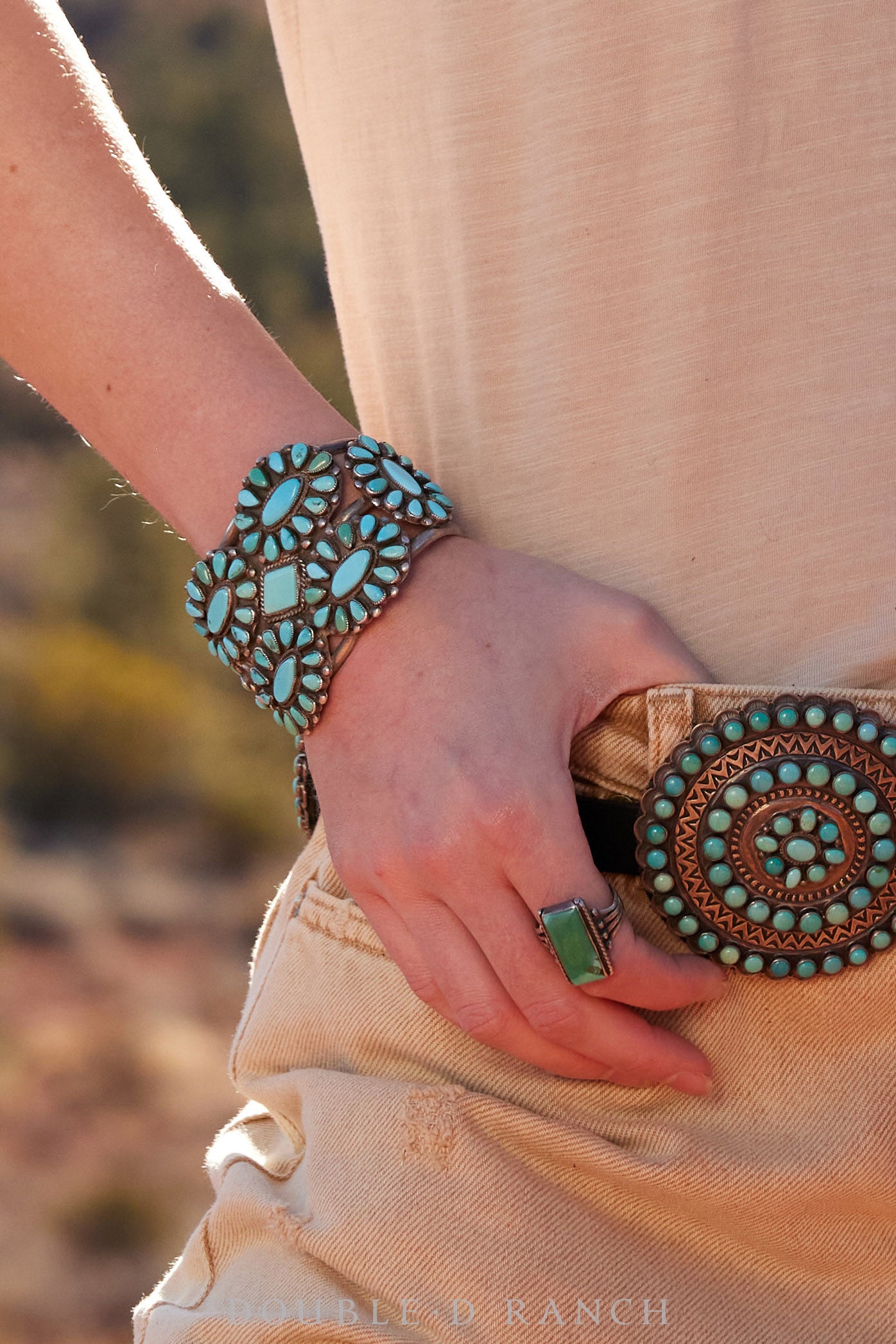 Cuff, Cluster, Turquoise, Unusual Layout, Vintage, '60s, 3198