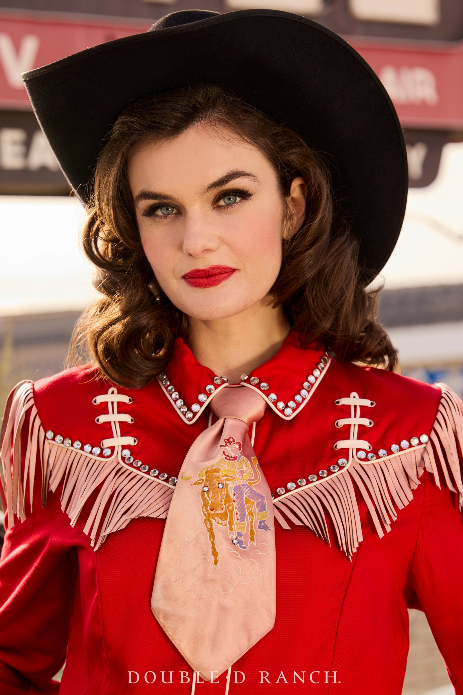 Miscellaneous, Necktie, Handpainted, Steer Wrestling,  Vintage, ‘40's, 1132