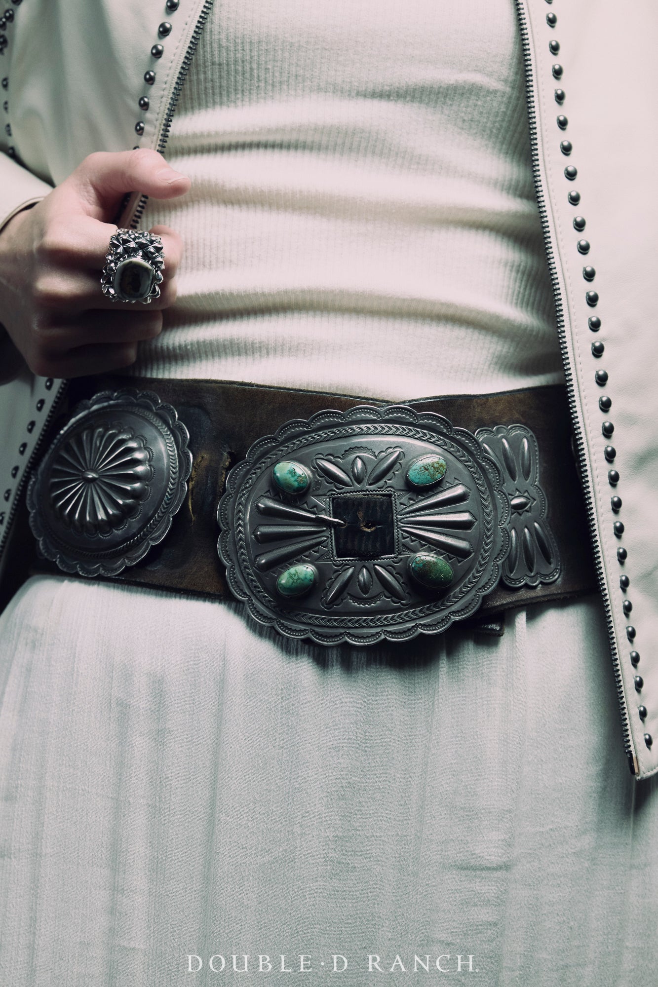 小物 Concho Belt Belt, A Vintage, Concho, Sterling Silver, Third Phase Buckle