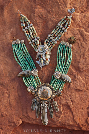 Necklace, Mummy's Bundle, Collar, Bead, Turquoise, Hallmark, Vintage, 3131