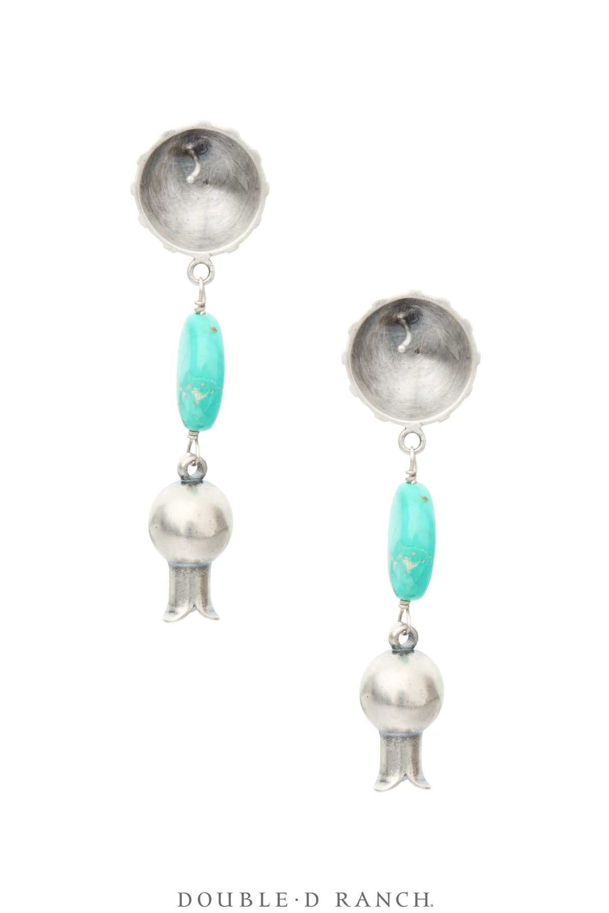 Earrings, Drops, Turquoise With Sterling Silver, Hallmark, Contemporary, 2444