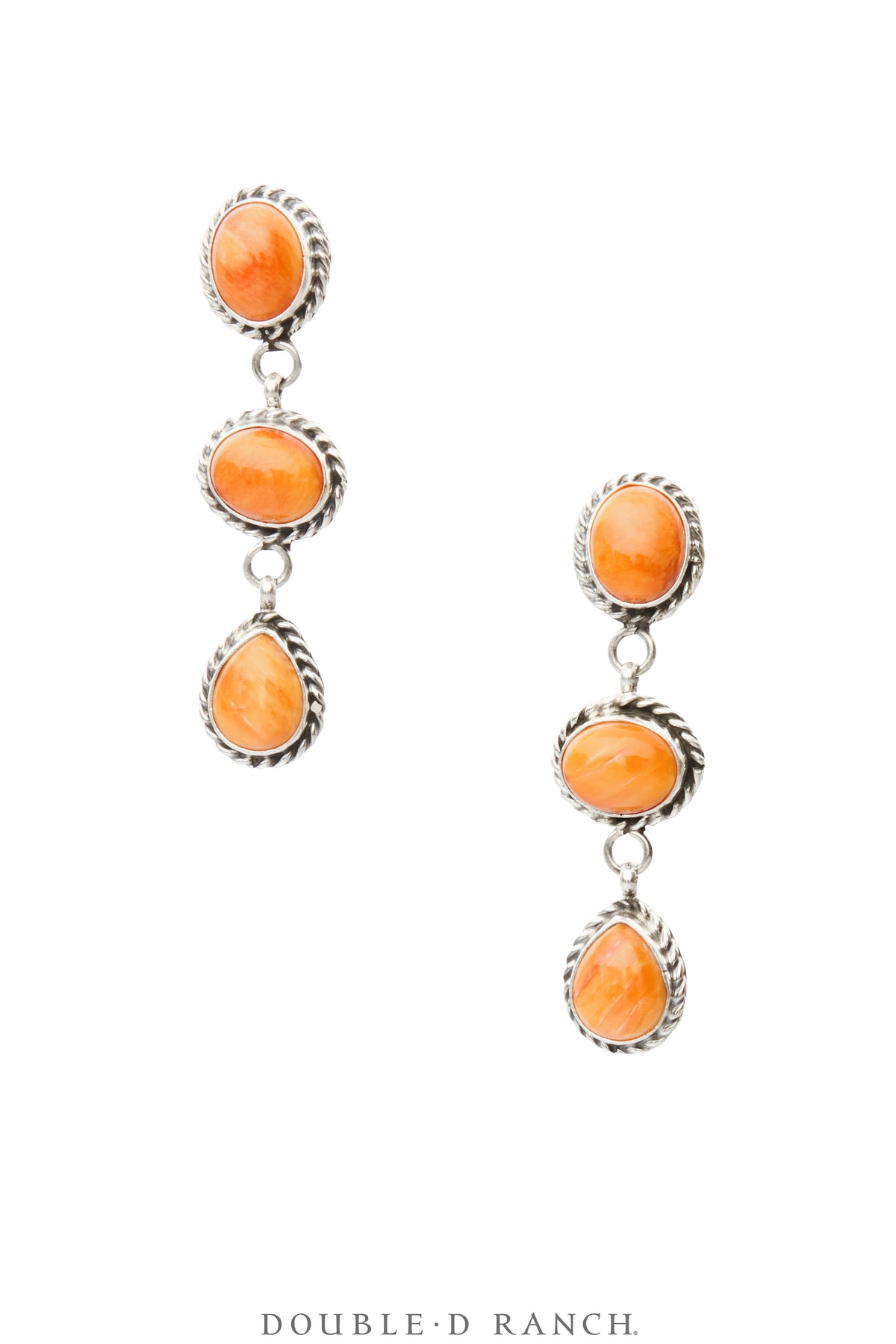 Earrings, Drop, Orange Spiny Oyster, 3 Tiers, Hallmark, Contemporary, 2442