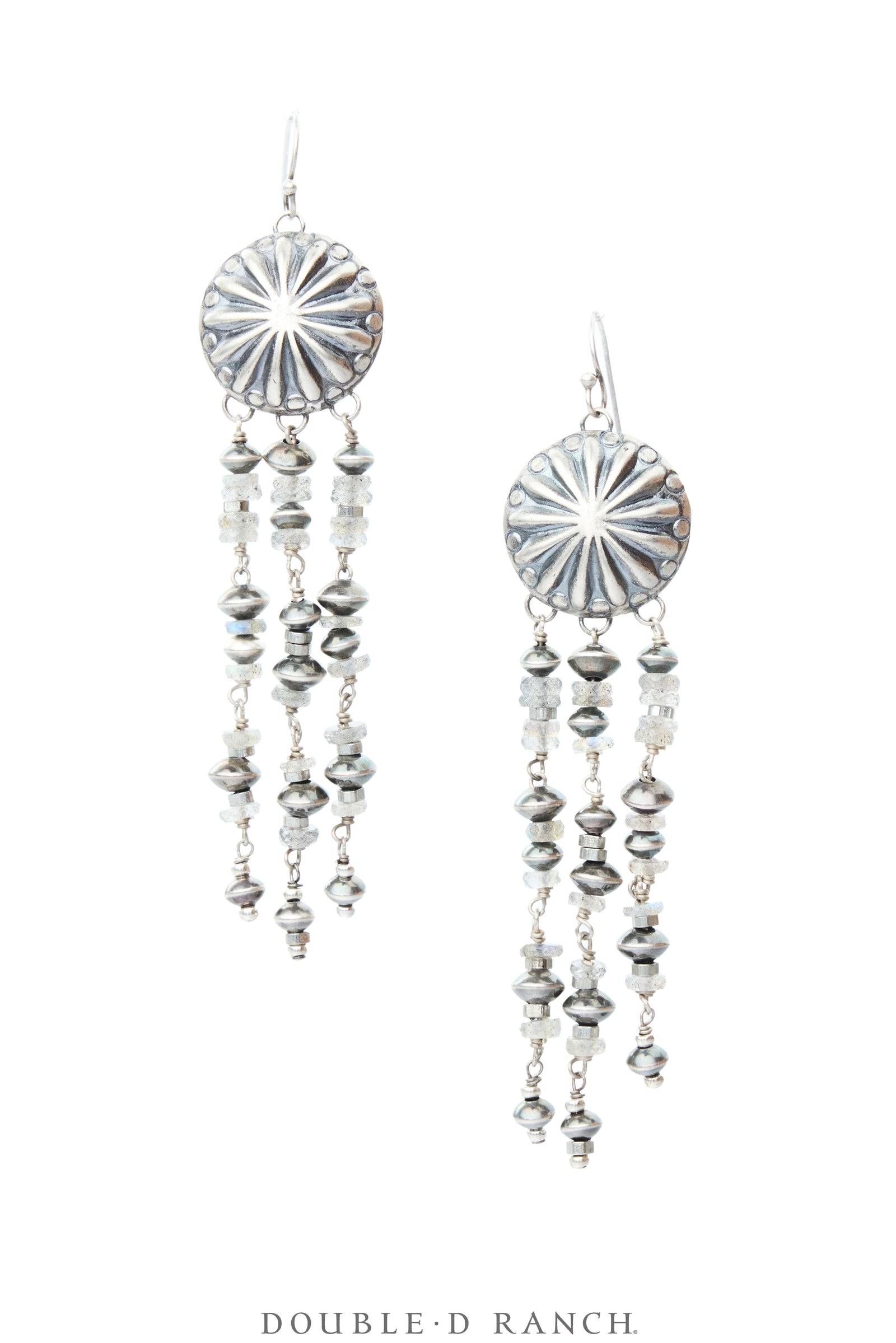 Earrings, Dangle, Sterling Silver With Three Dangle Strands, Hallmark, Contemporary, 2440