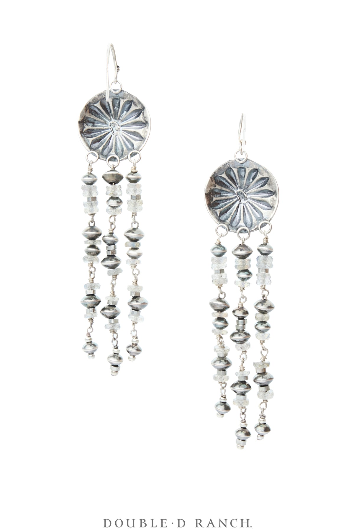Earrings, Dangle, Sterling Silver With Three Dangle Strands, Hallmark, Contemporary, 2440