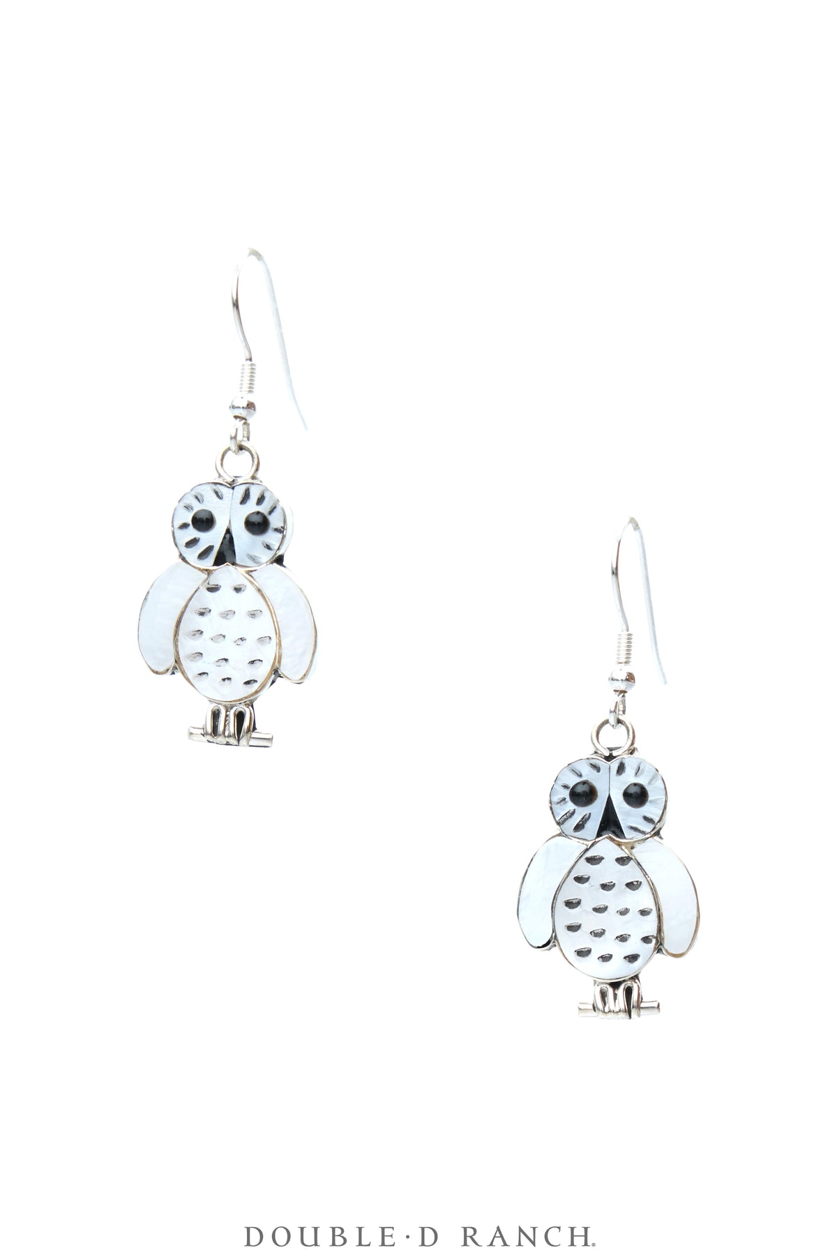 Earrings, Novelty, Mother of Pearl, Snowy Owl, Hallmark, Vintage ‘90s, 2450