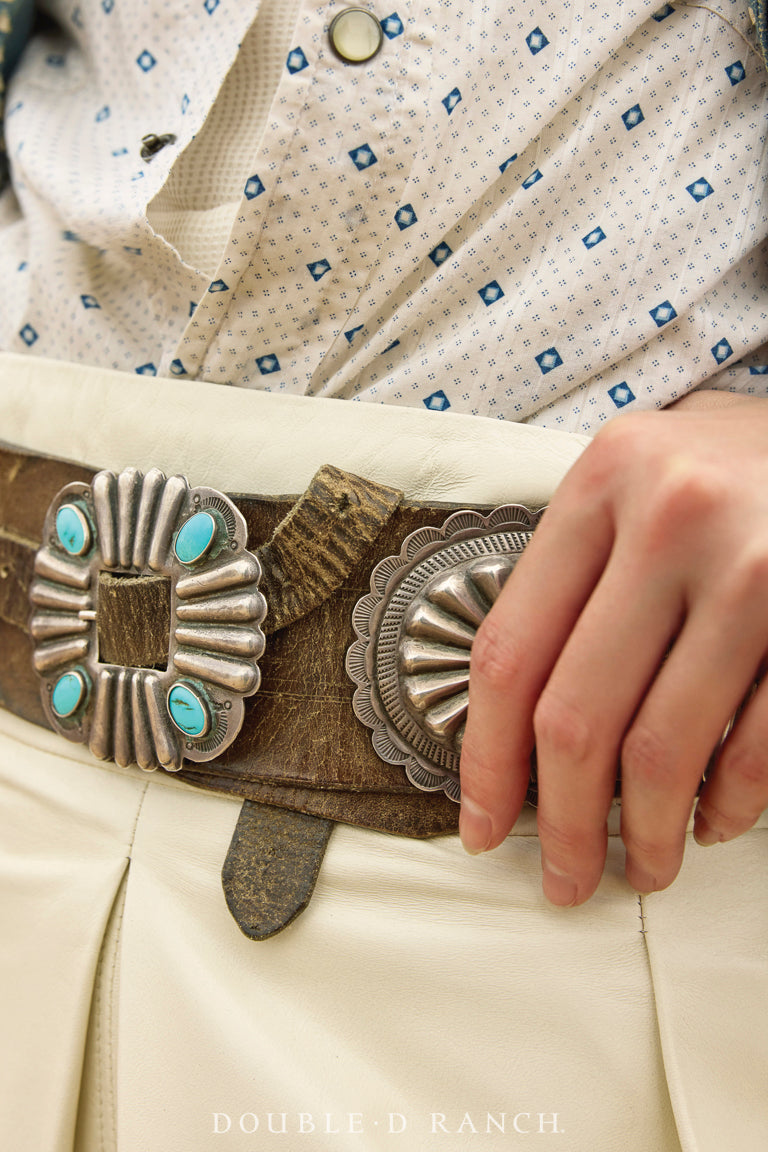 Belt, A Vintage, Concho, Turquoise, Vintage, Estate, Mid 20th Century, 162