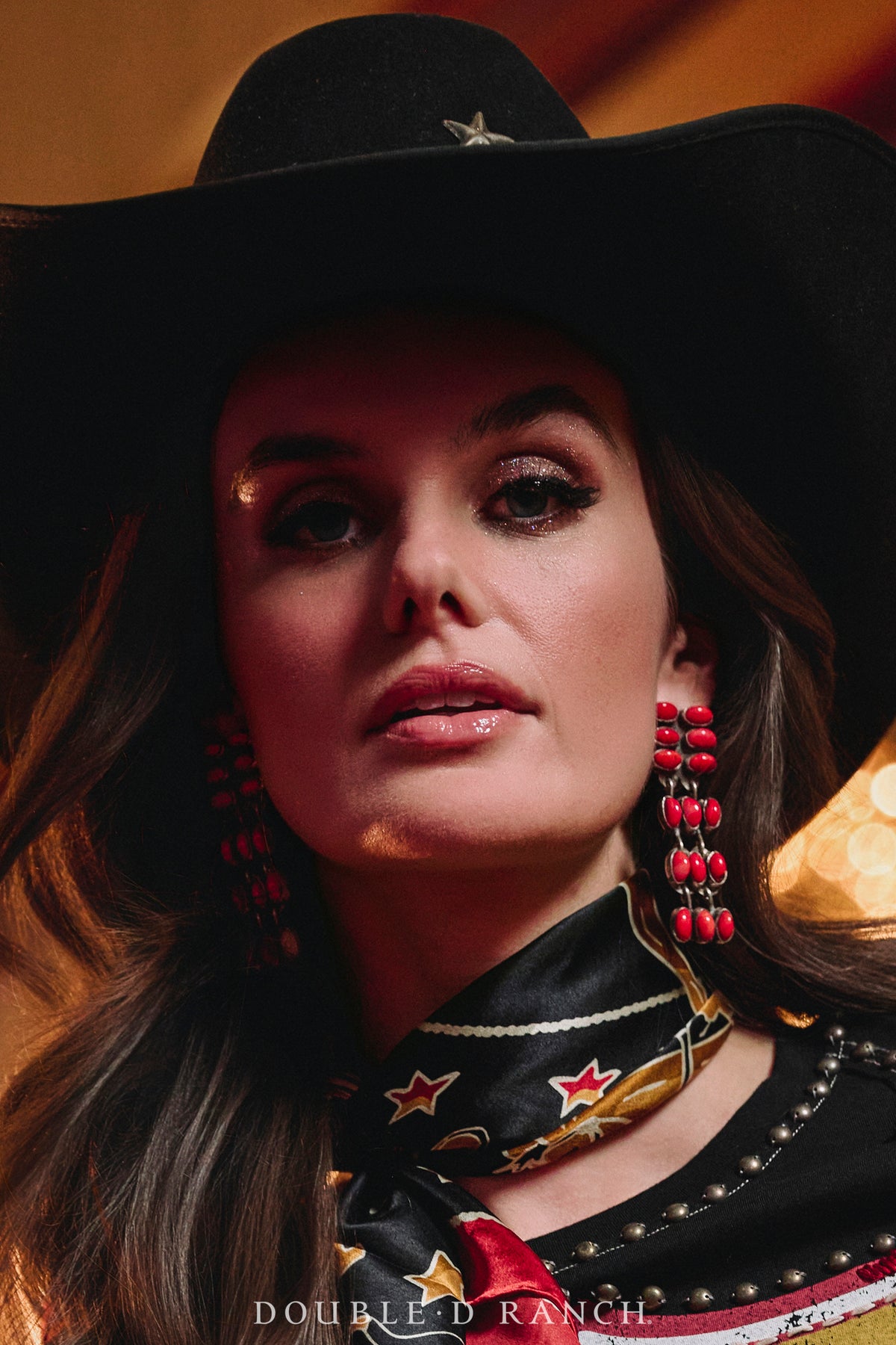 Earrings, Oscar Betz, Ladders, Coral, Hallmark, Contemporary, 2083