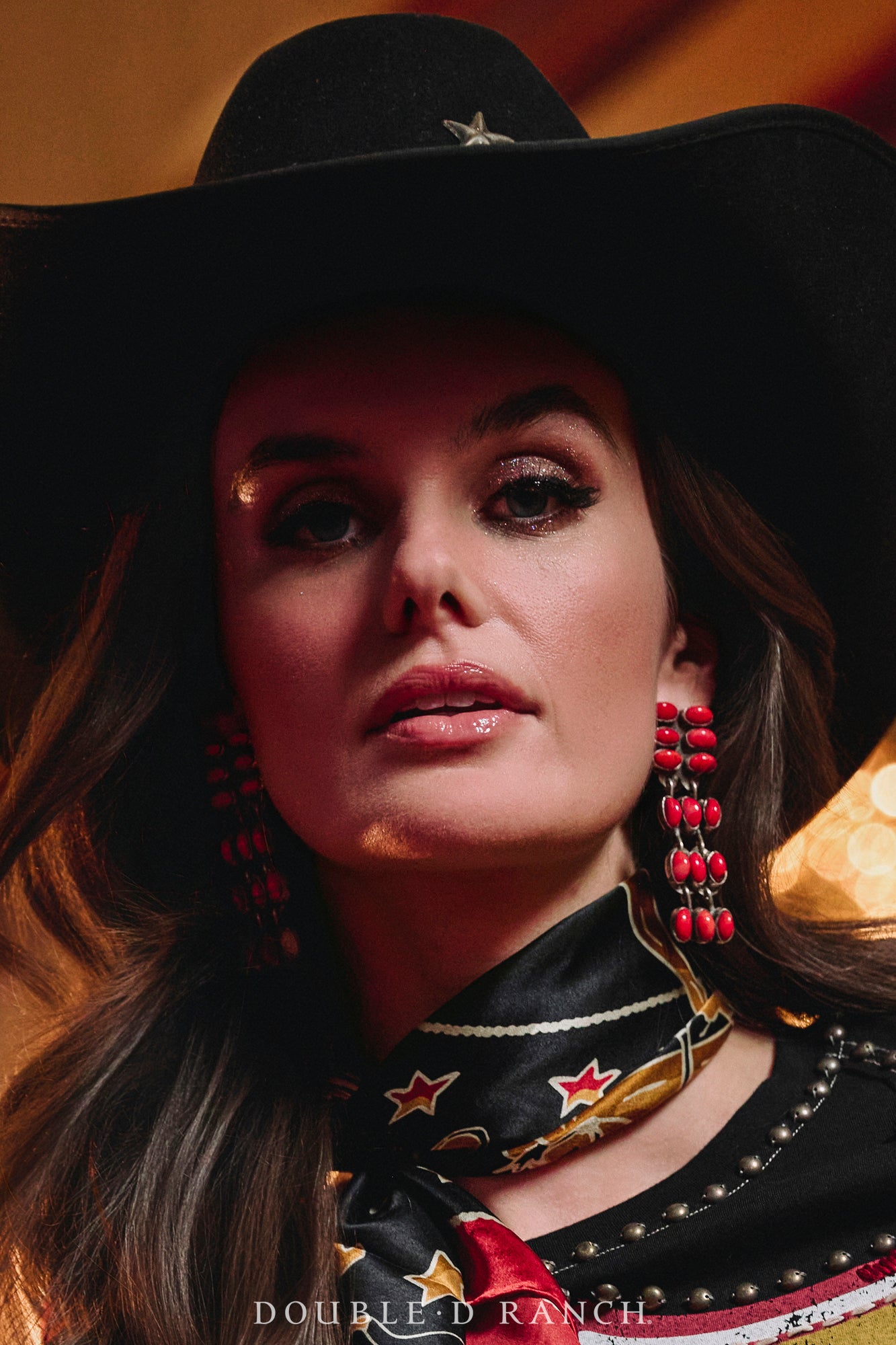 Earrings, Oscar Betz, Ladders, Coral, Hallmark, Contemporary, 2083