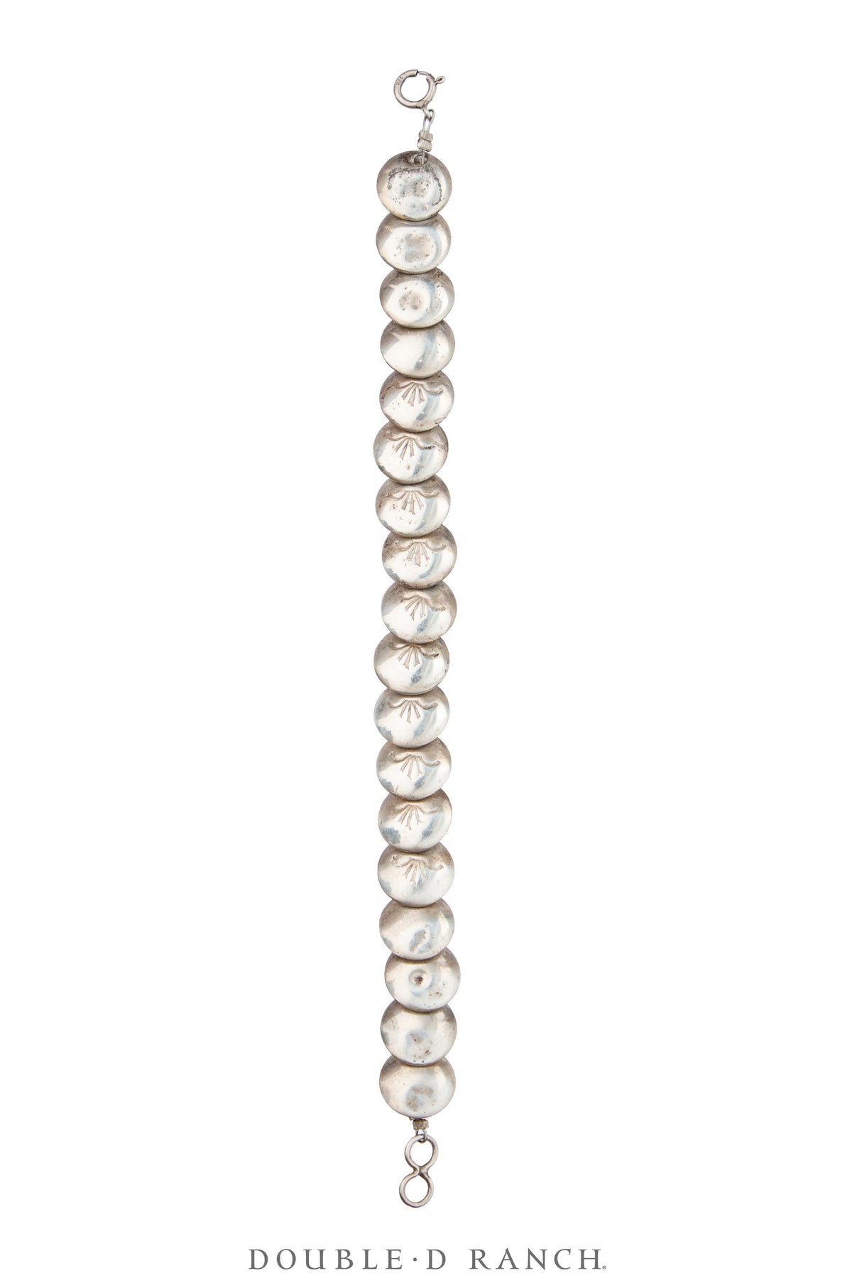 Bracelet, Concho, Sterling Silver, Pillow Beads, Vintage, 4446
