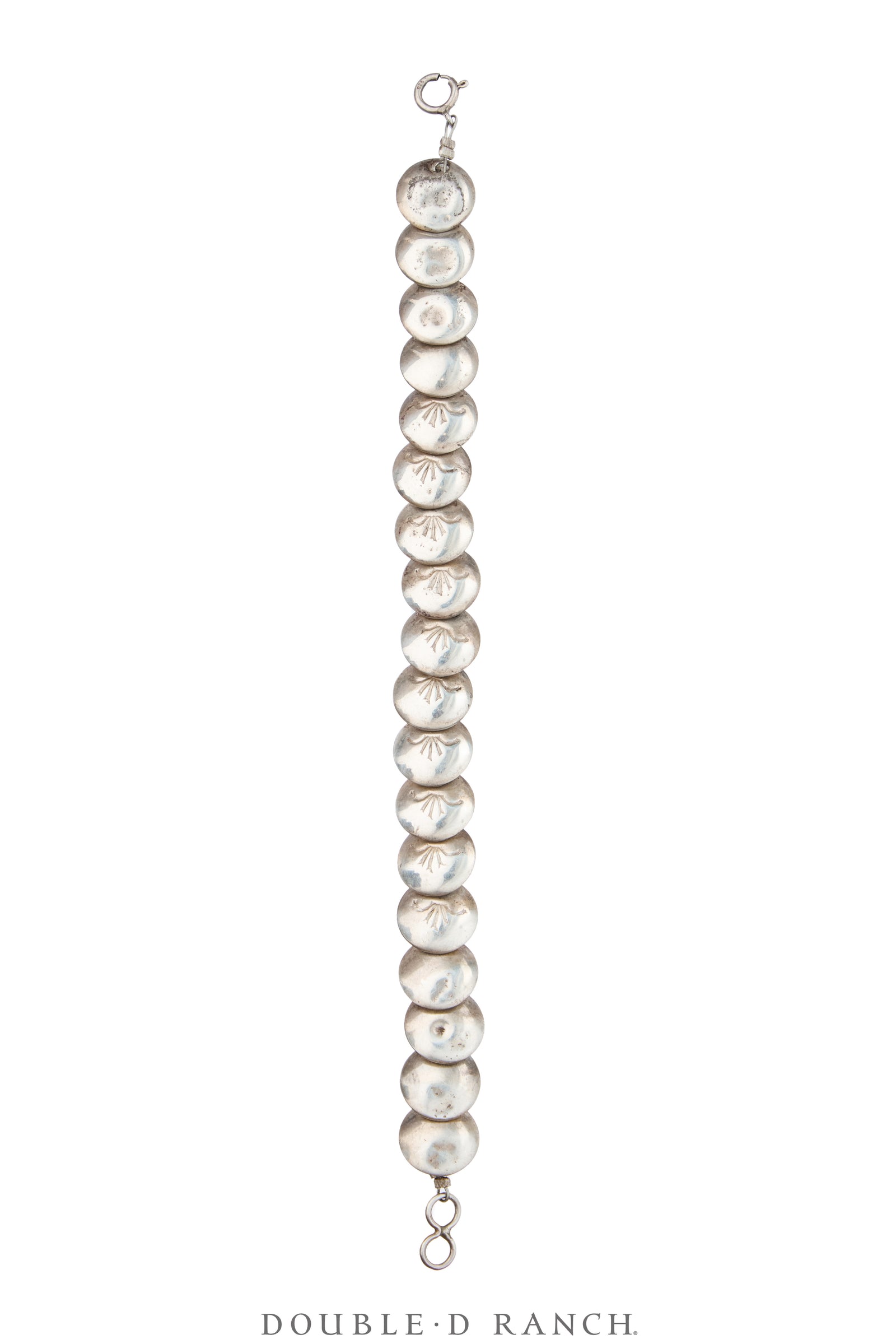 Bracelet, Concho, Sterling Silver, Pillow Beads, Vintage, 4446
