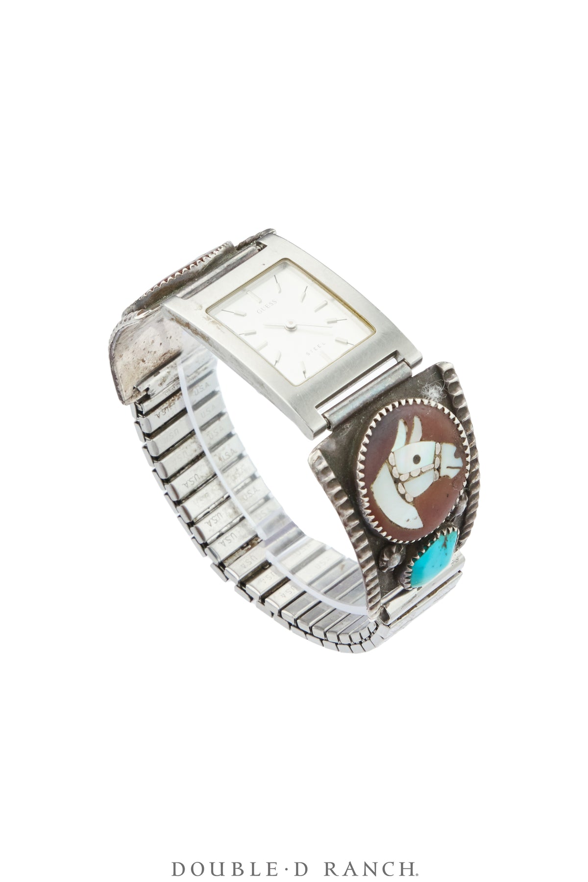 Watch, Inlay, Turquoise, Guess Steel Mechanism, Vintage, 1450