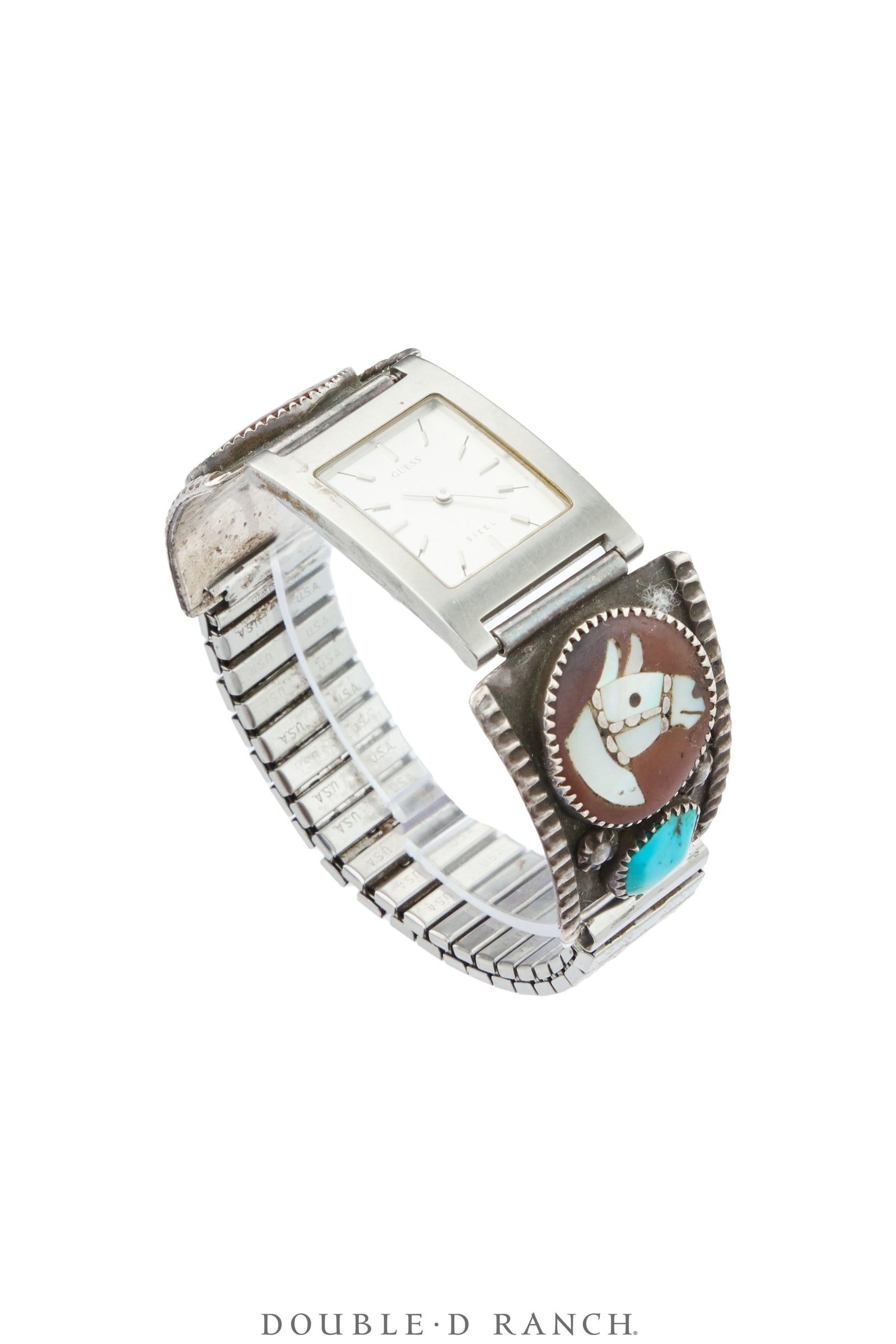 Watch, Inlay, Turquoise, Guess Steel Mechanism, Vintage, 1450