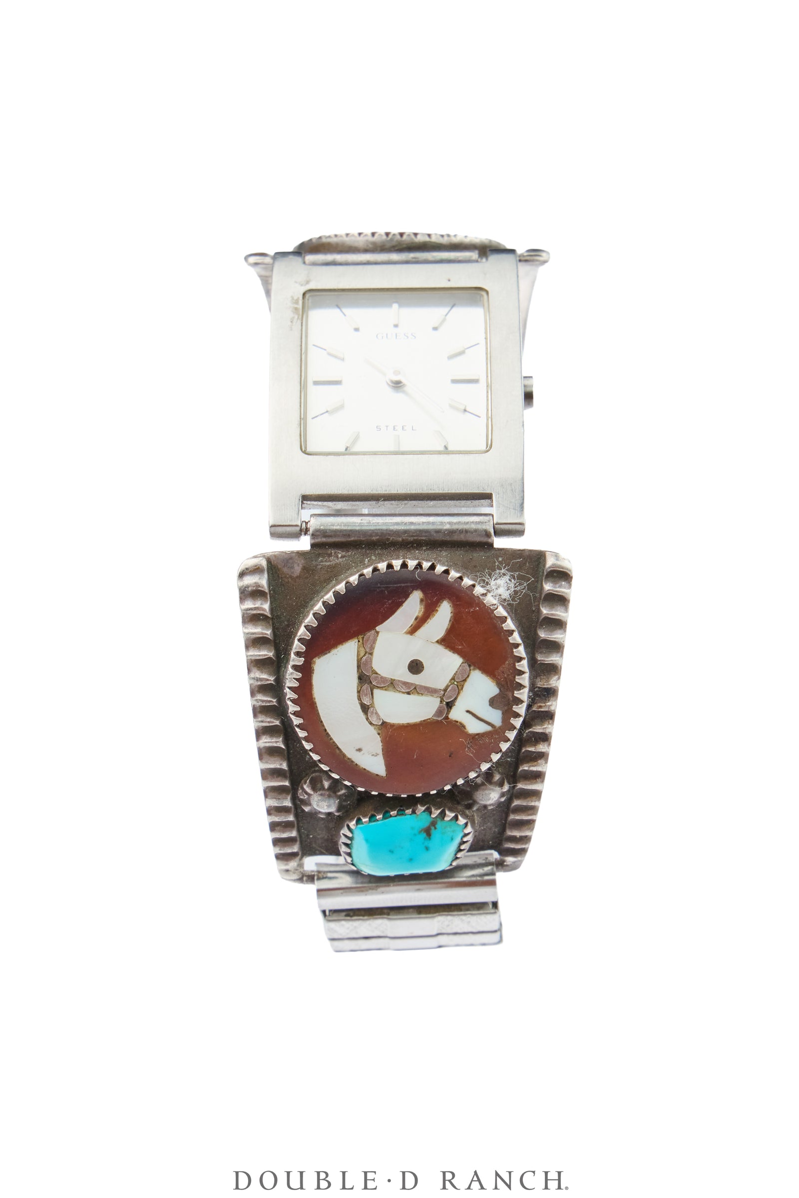 Watch, Inlay, Turquoise, Guess Steel Mechanism, Vintage, 1450