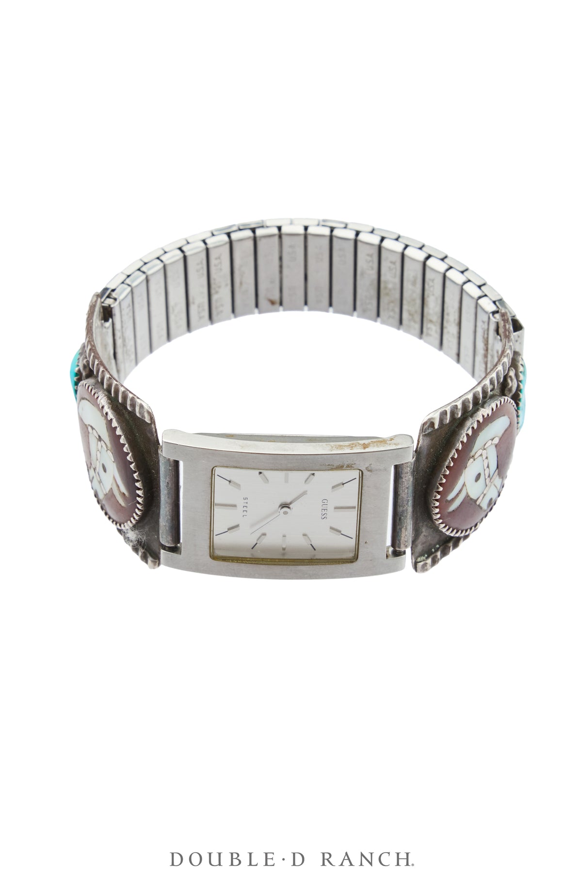 Watch, Inlay, Turquoise, Guess Steel Mechanism, Vintage, 1450