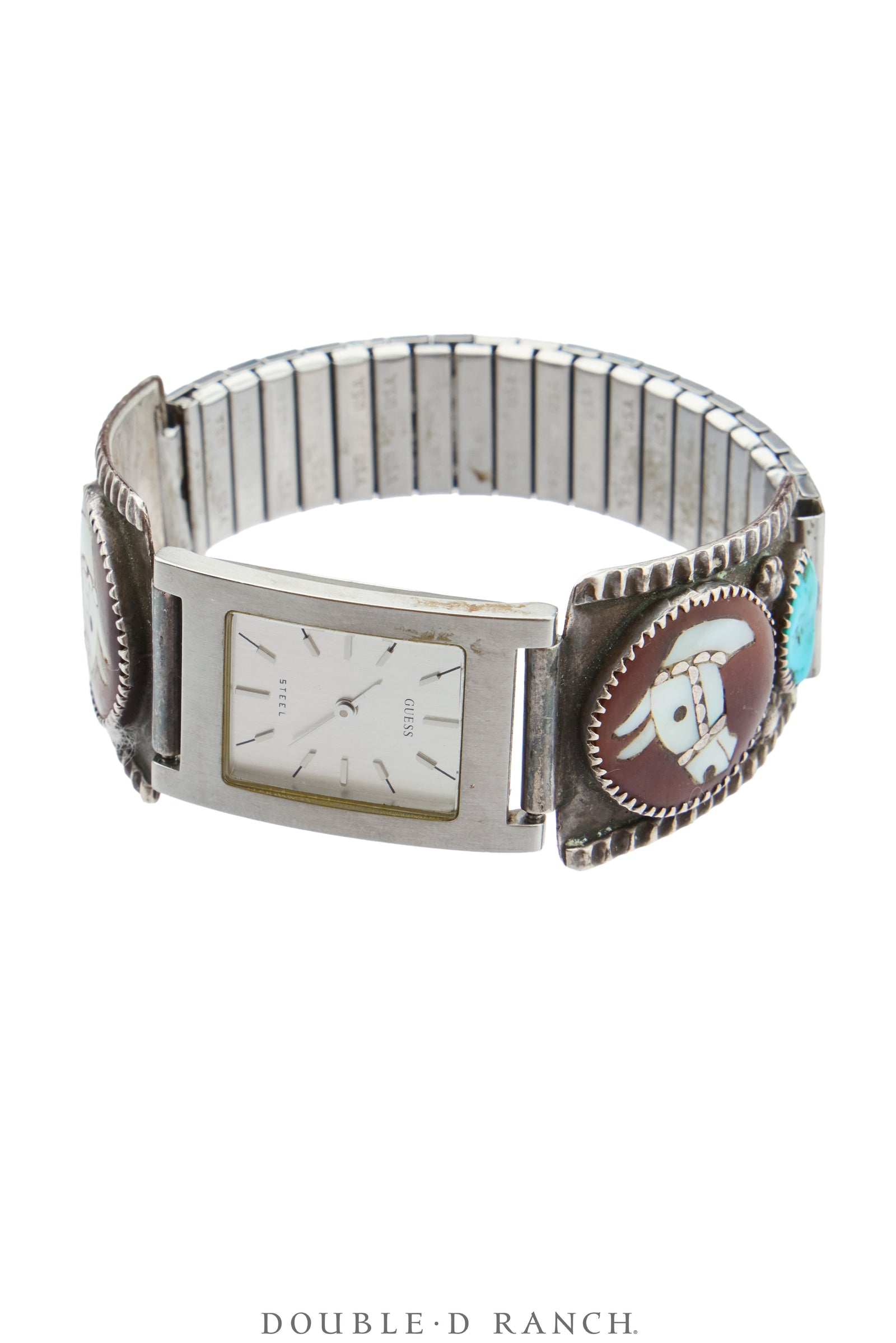Watch, Inlay, Turquoise, Guess Steel Mechanism, Vintage, 1450
