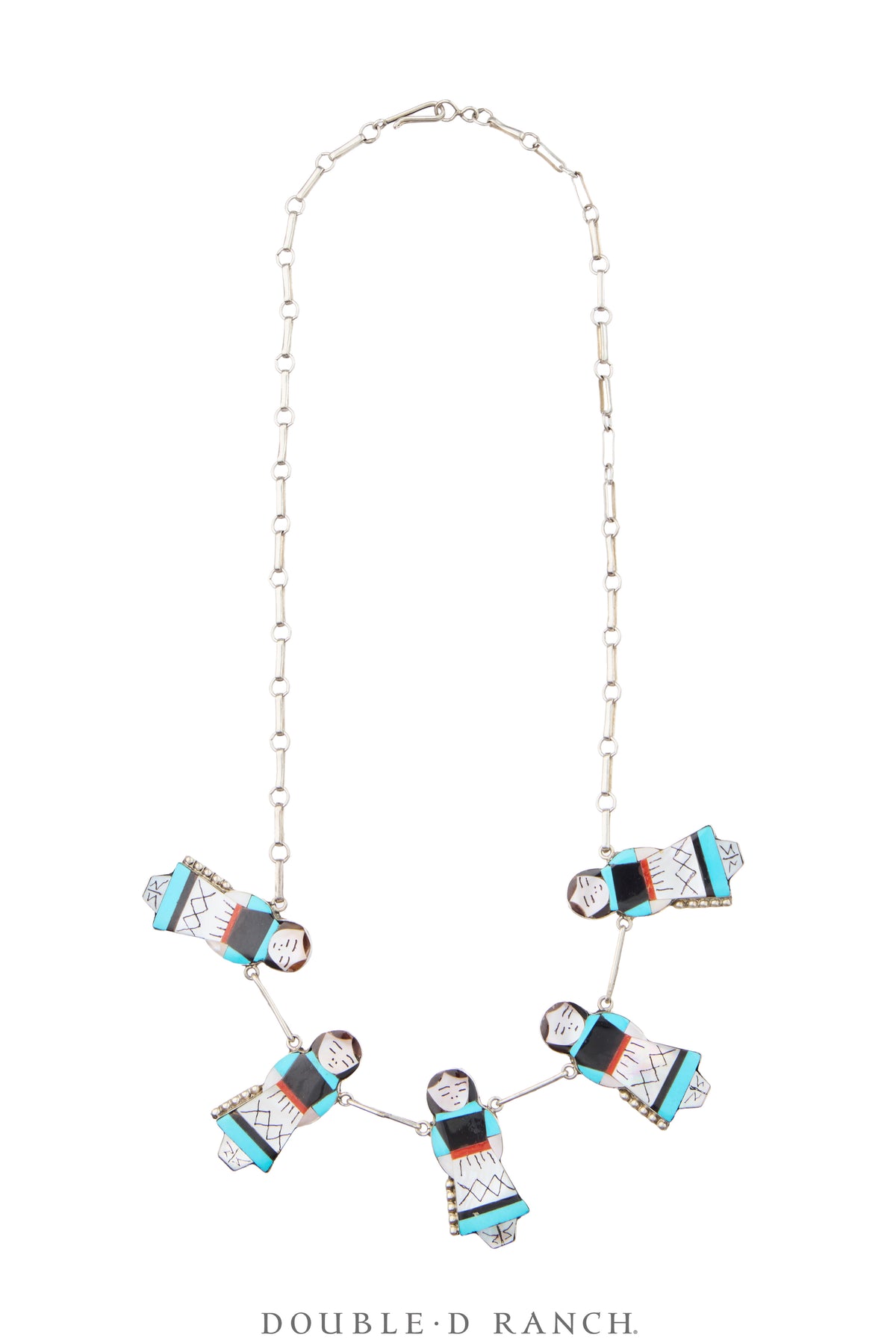 Necklace, Inlay, Mother of Pearl &amp; Other Southwest Stones, Zuni Corn Maiden, Hallmark, Vintage, 3997
