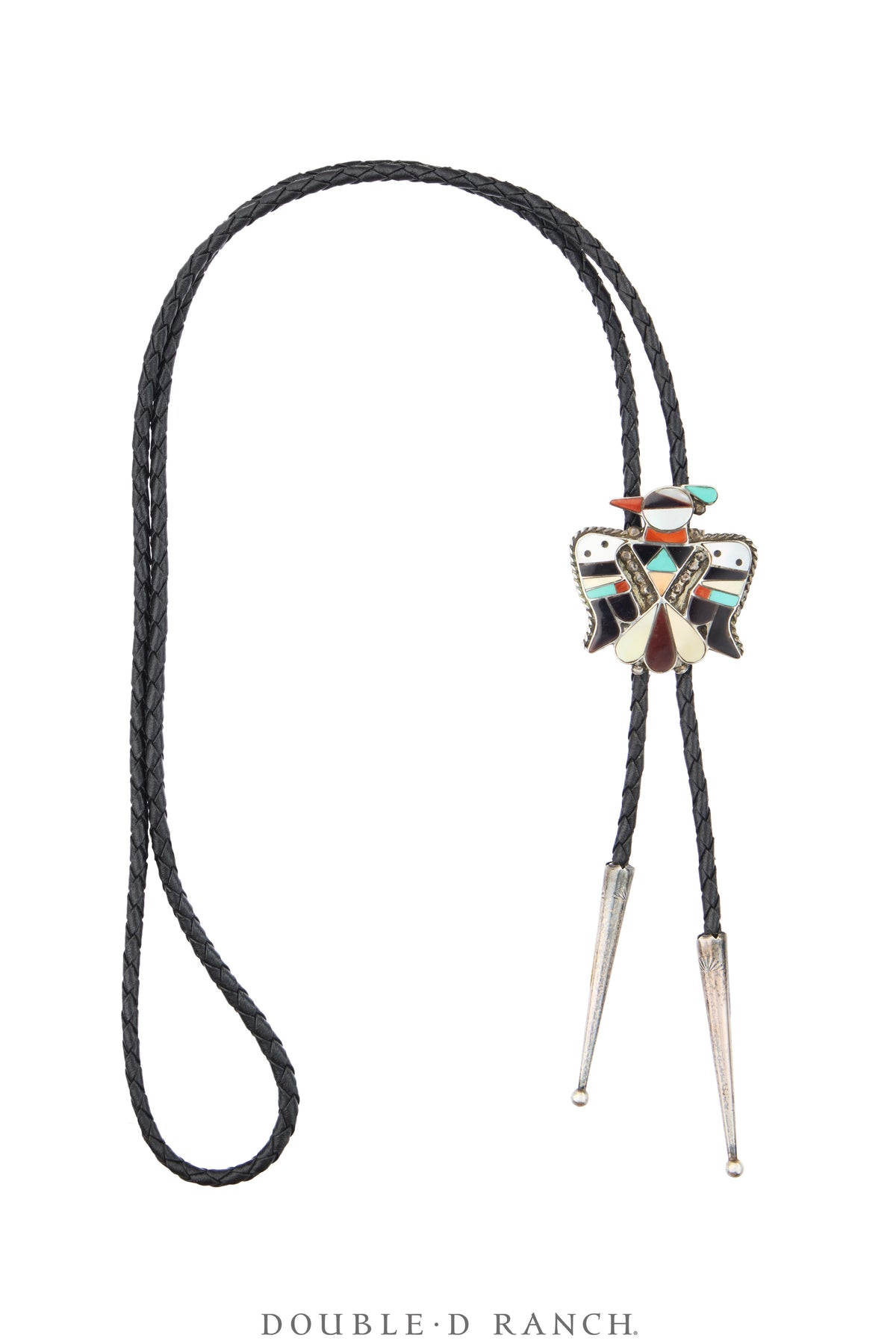 Bolo, Inlay, Shell With Various Southwest Stones, Peyote Water Bird, Hallmark, Vintage, 4011