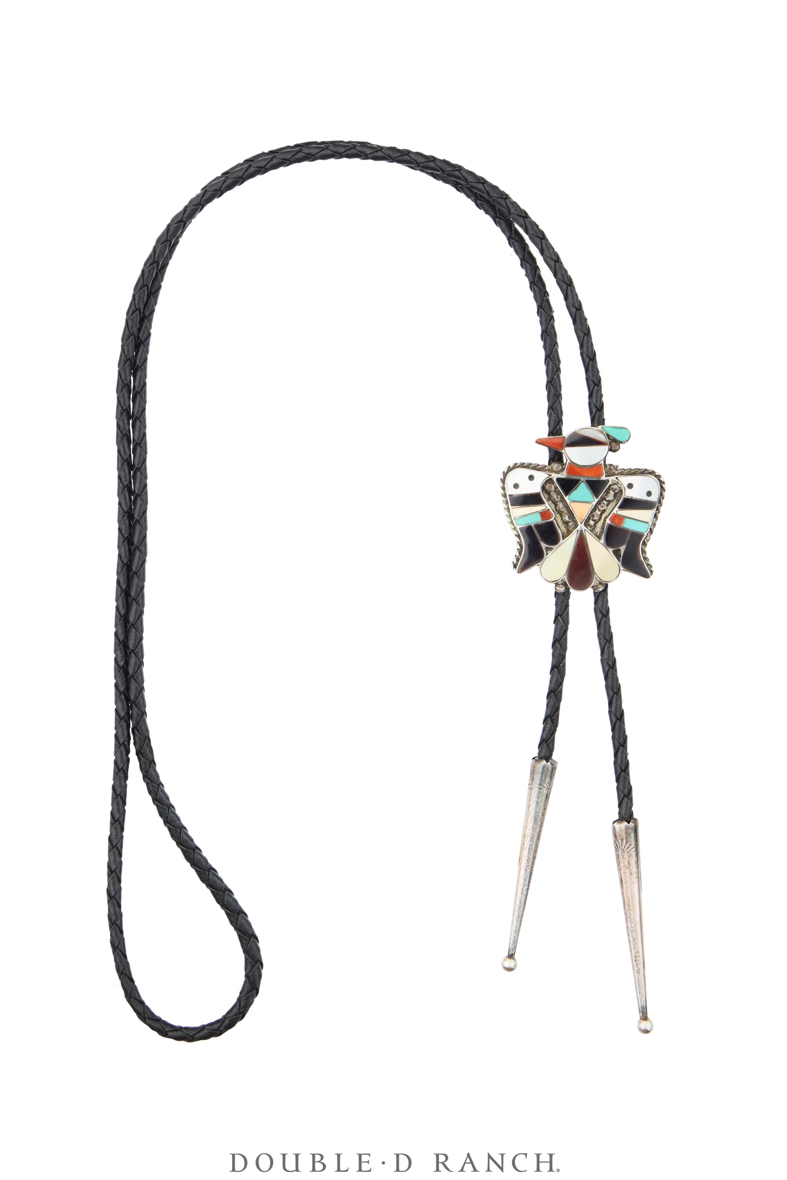 Bolo, Inlay, Shell With Various Southwest Stones, Peyote Water Bird, Hallmark, Vintage, 4011