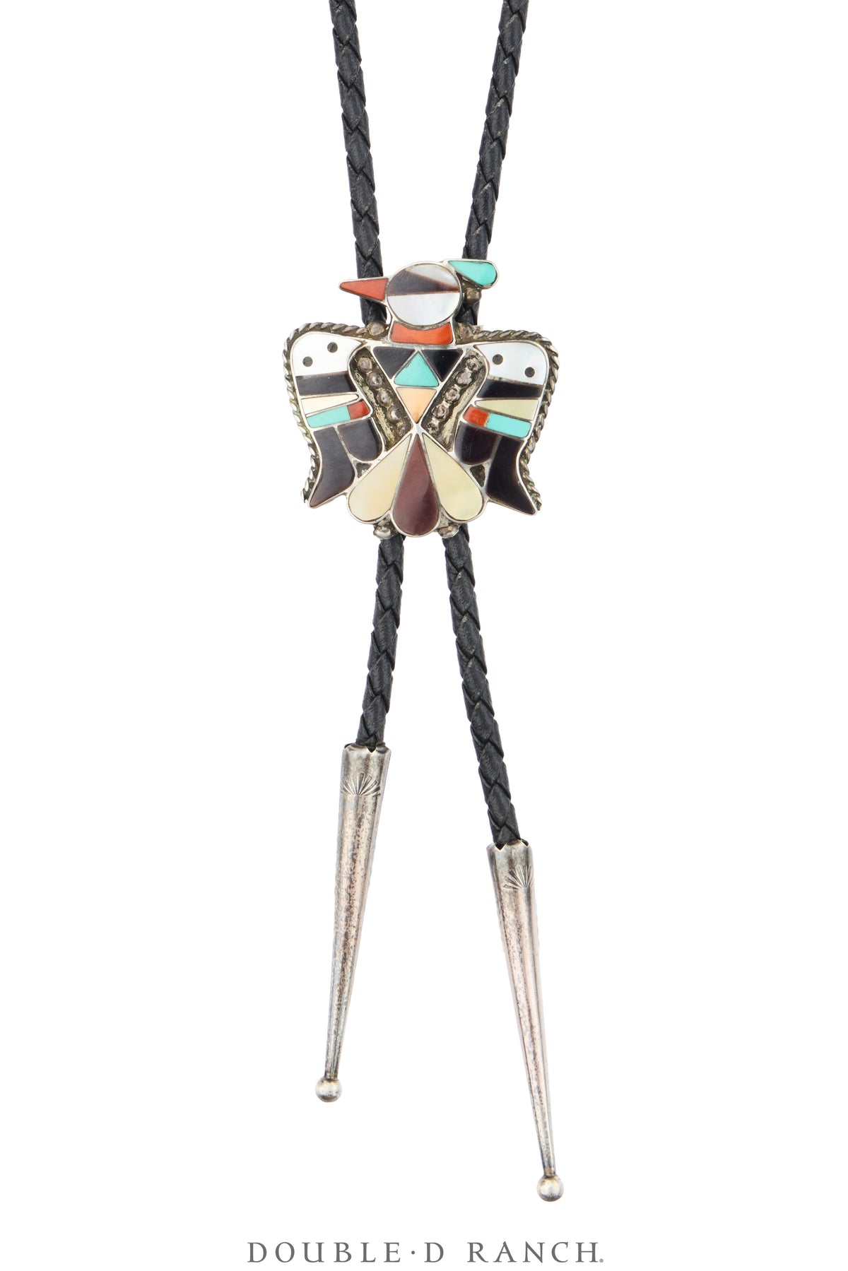 Bolo, Inlay, Shell With Various Southwest Stones, Peyote Water Bird, Hallmark, Vintage, 4011